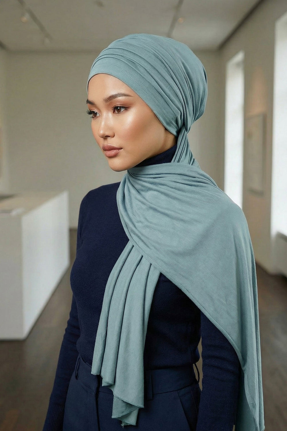 Smocked Shirred Instant Turban for Women, Cotton Lightweight Head Wrap with a Beautiful Design, Stylish Chemo Headwear Turban for Women,B-1 Dark Mint