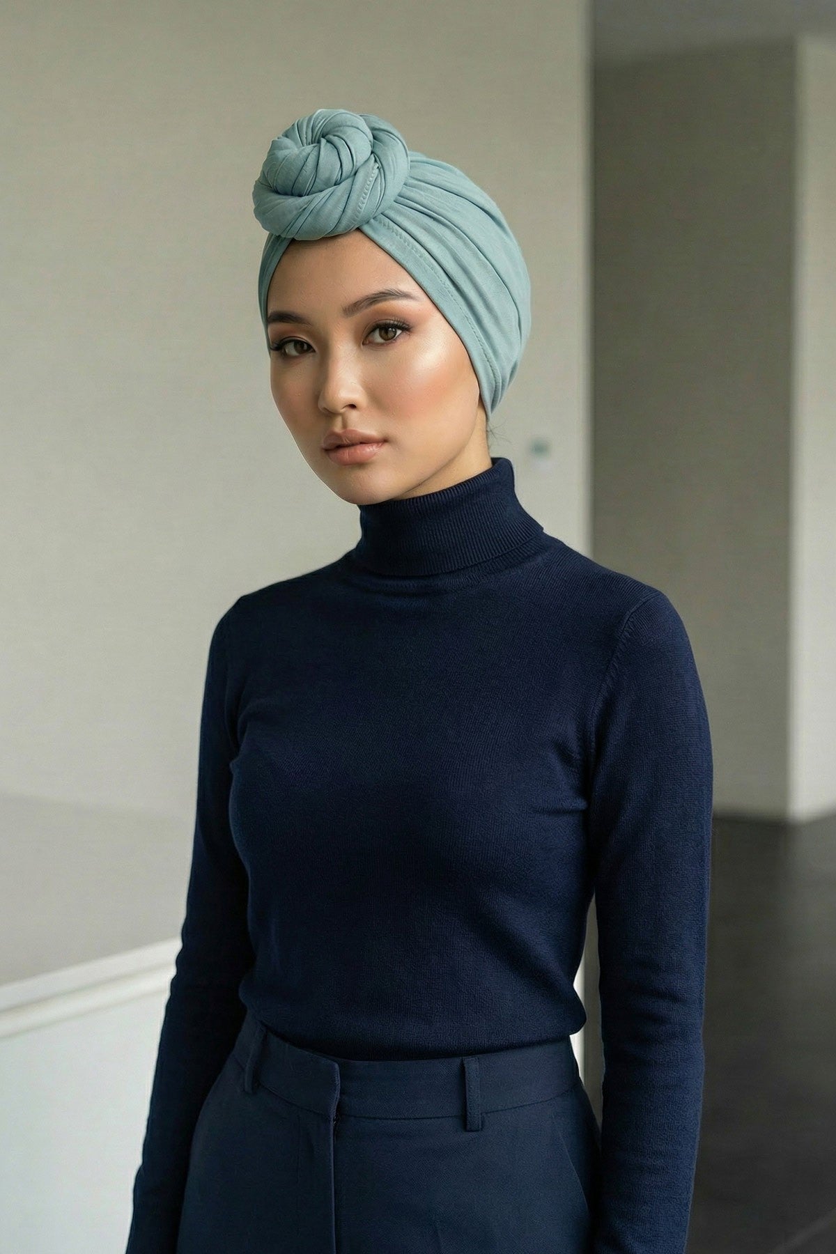 Smocked Shirred Instant Turban for Women, Cotton Lightweight Head Wrap with a Beautiful Design, Stylish Chemo Headwear Turban for Women,B-1 Dark Mint