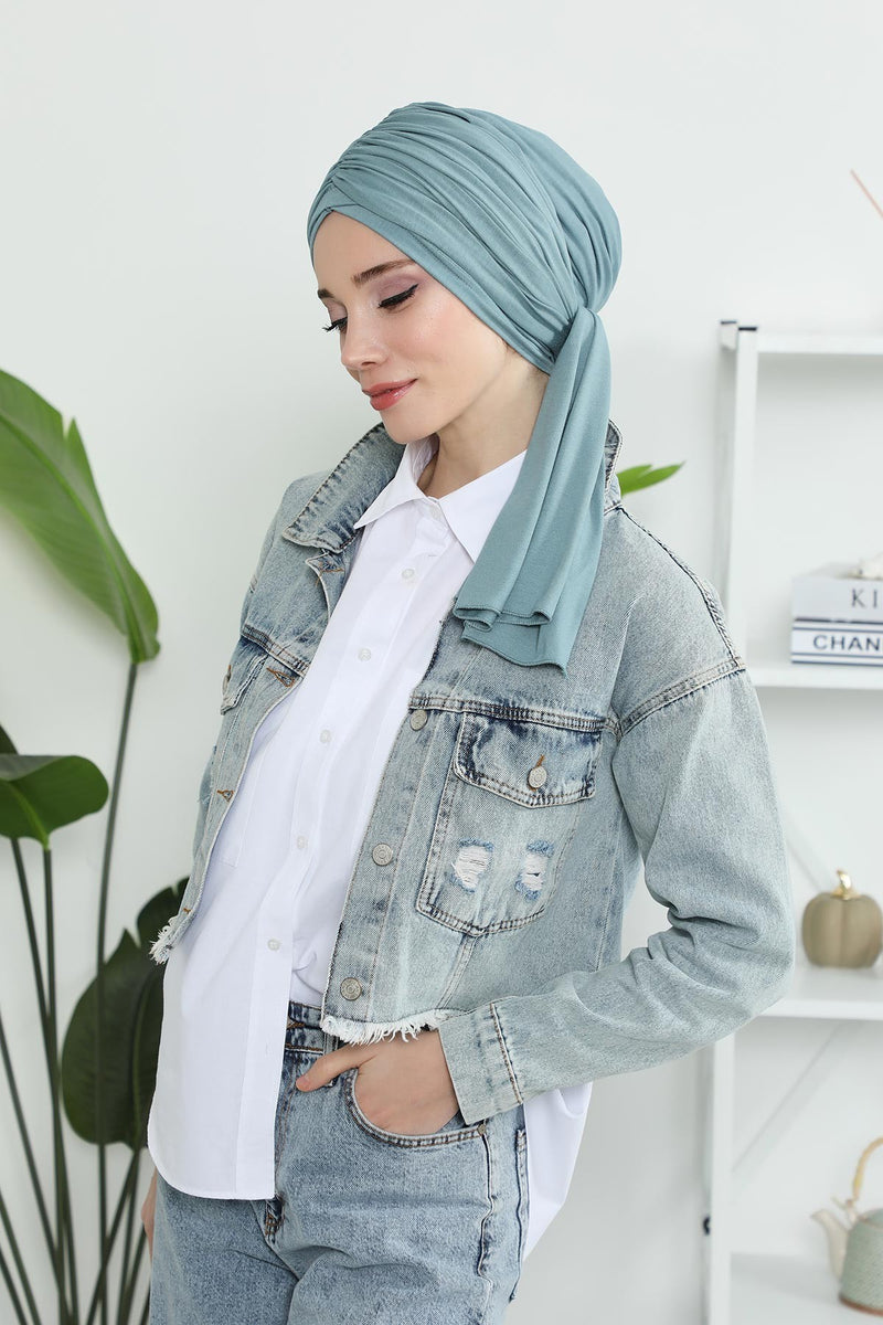 عمامة فورية مكشكشة للنساء، لفافة رأس قطنية خفيفة الوزن بتصميم جميل، عمامة رأس كيميائية أنيقة للنساء، B-1