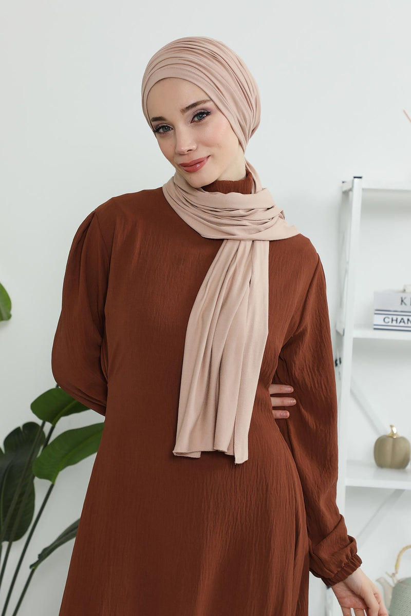 عمامة فورية مكشكشة للنساء، لفافة رأس قطنية خفيفة الوزن بتصميم جميل، عمامة رأس كيميائية أنيقة للنساء، B-1