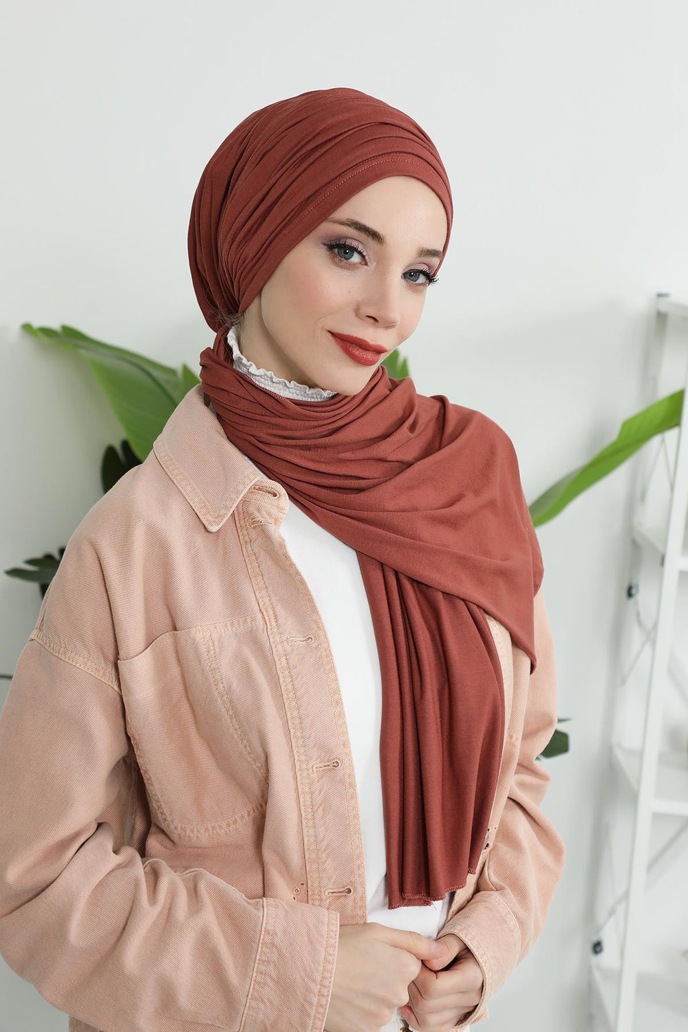 Smocked Shirred Instant Turban for Women, Cotton Lightweight Head Wrap with a Beautiful Design, Stylish Chemo Headwear Turban for Women,B-1 Cinnamon