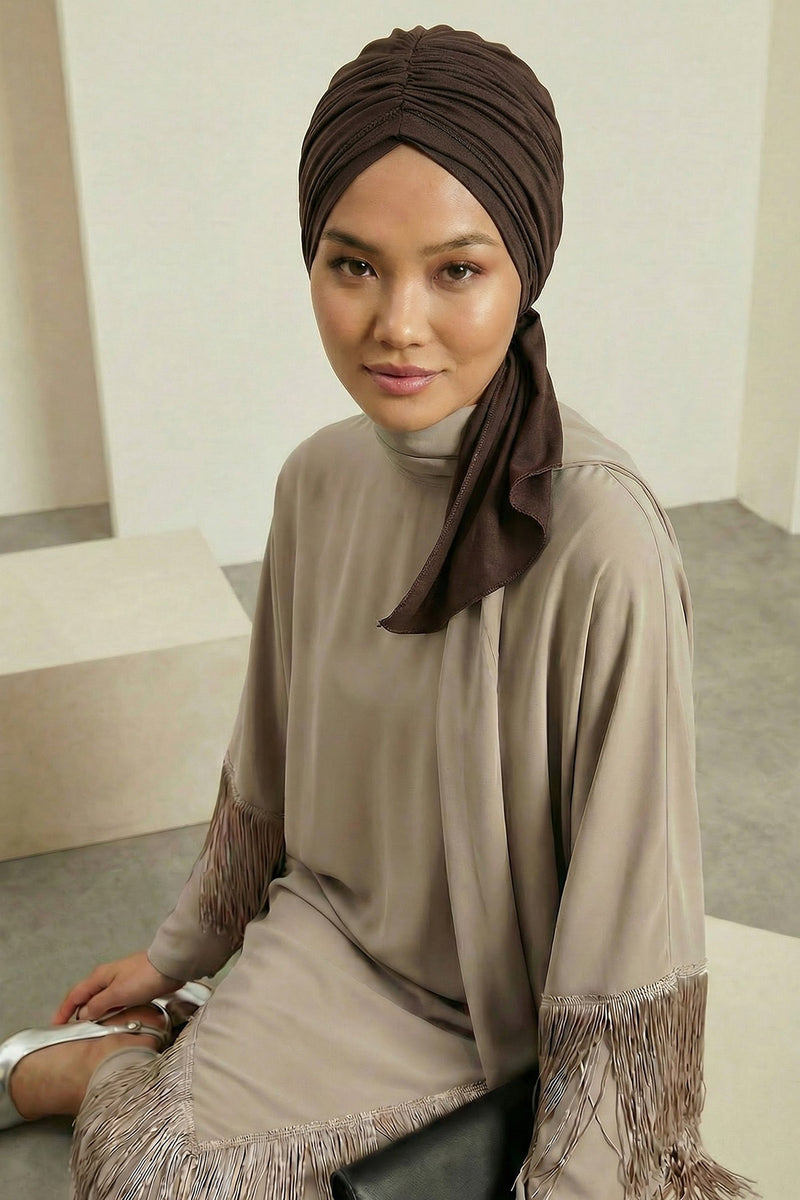 عمامة فورية مكشكشة للنساء، لفافة رأس قطنية خفيفة الوزن بتصميم جميل، عمامة رأس كيميائية أنيقة للنساء، B-1