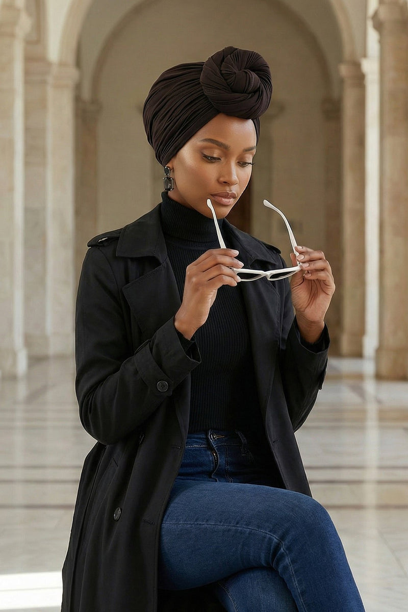 عمامة فورية مكشكشة للنساء، لفافة رأس قطنية خفيفة الوزن بتصميم جميل، عمامة رأس كيميائية أنيقة للنساء، B-1