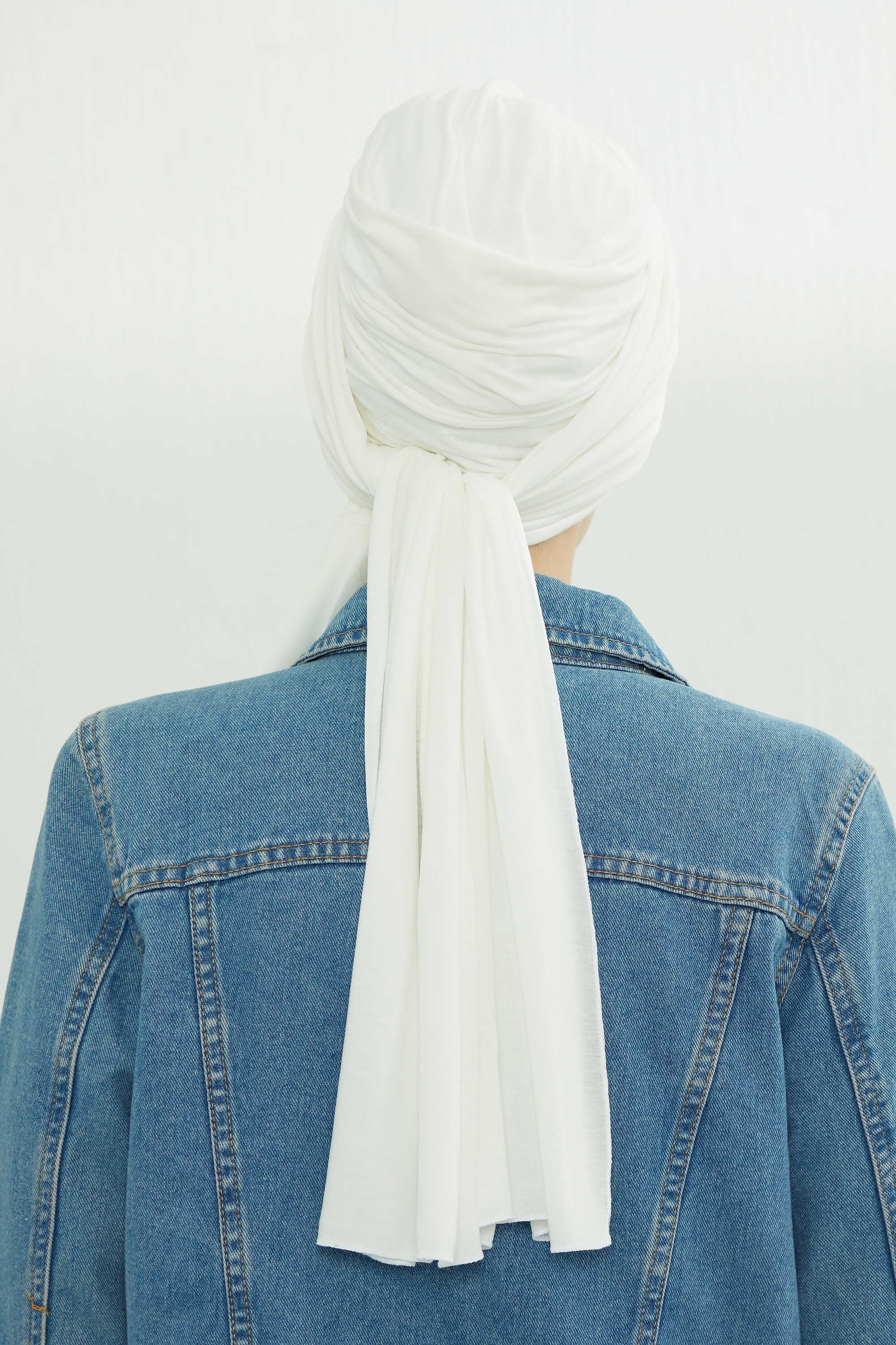 Smocked Shirred Instant Turban for Women, Cotton Lightweight Head Wrap with a Beautiful Design, Stylish Chemo Headwear Turban for Women,B-1 Ivory