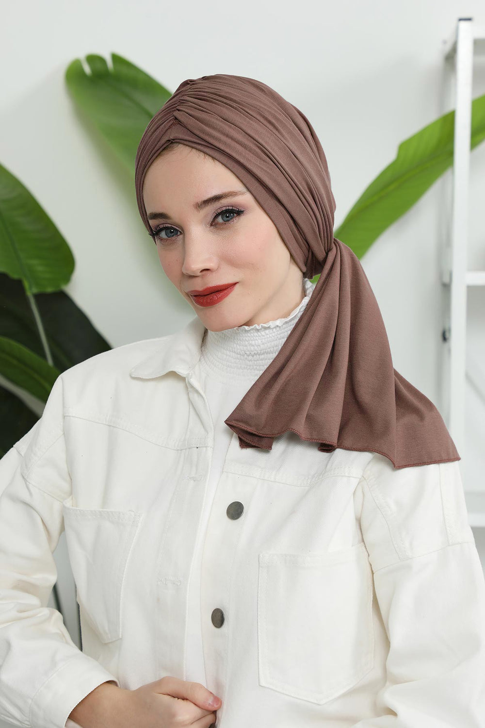Smocked Shirred Instant Turban for Women, Cotton Lightweight Head Wrap with a Beautiful Design, Stylish Chemo Headwear Turban for Women,B-1