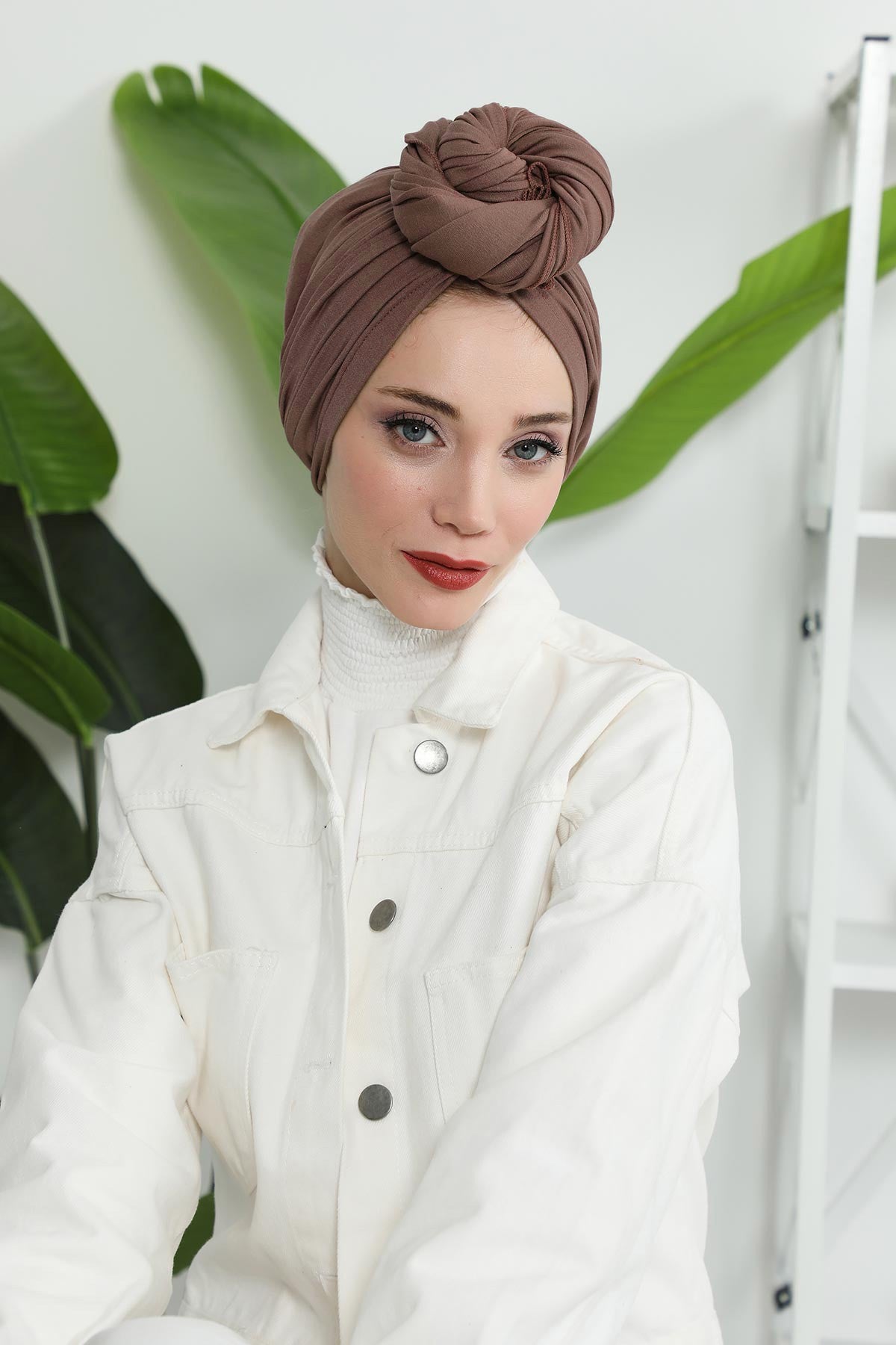 Smocked Shirred Instant Turban for Women, Cotton Lightweight Head Wrap with a Beautiful Design, Stylish Chemo Headwear Turban for Women,B-1