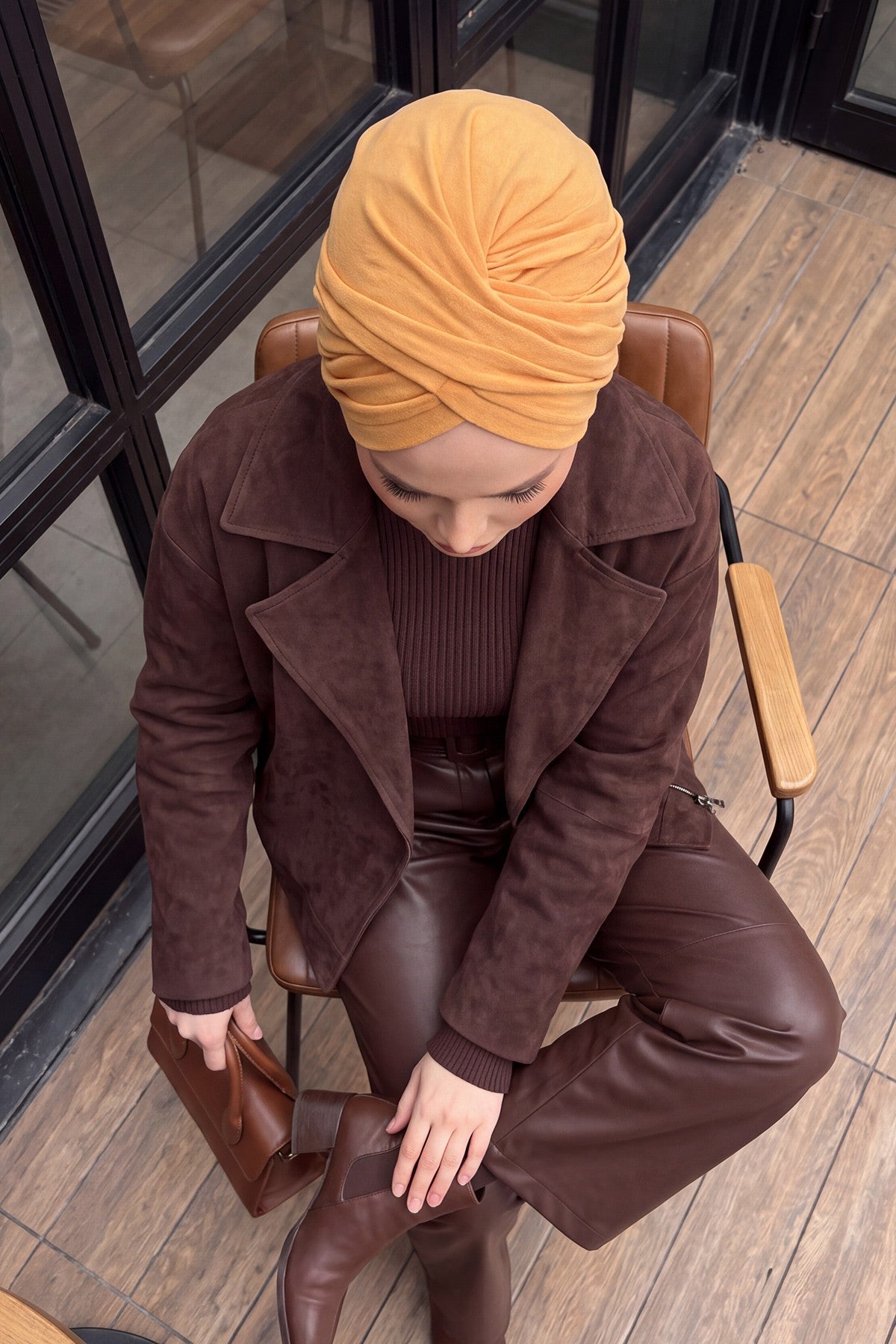 Soft and Stretchable Ribbed Turban Bonnet for Women, One-Size Winter Headwrap for Cold Weathers, Comfortable Polyviscose Ribbed Turban,B-9RB
