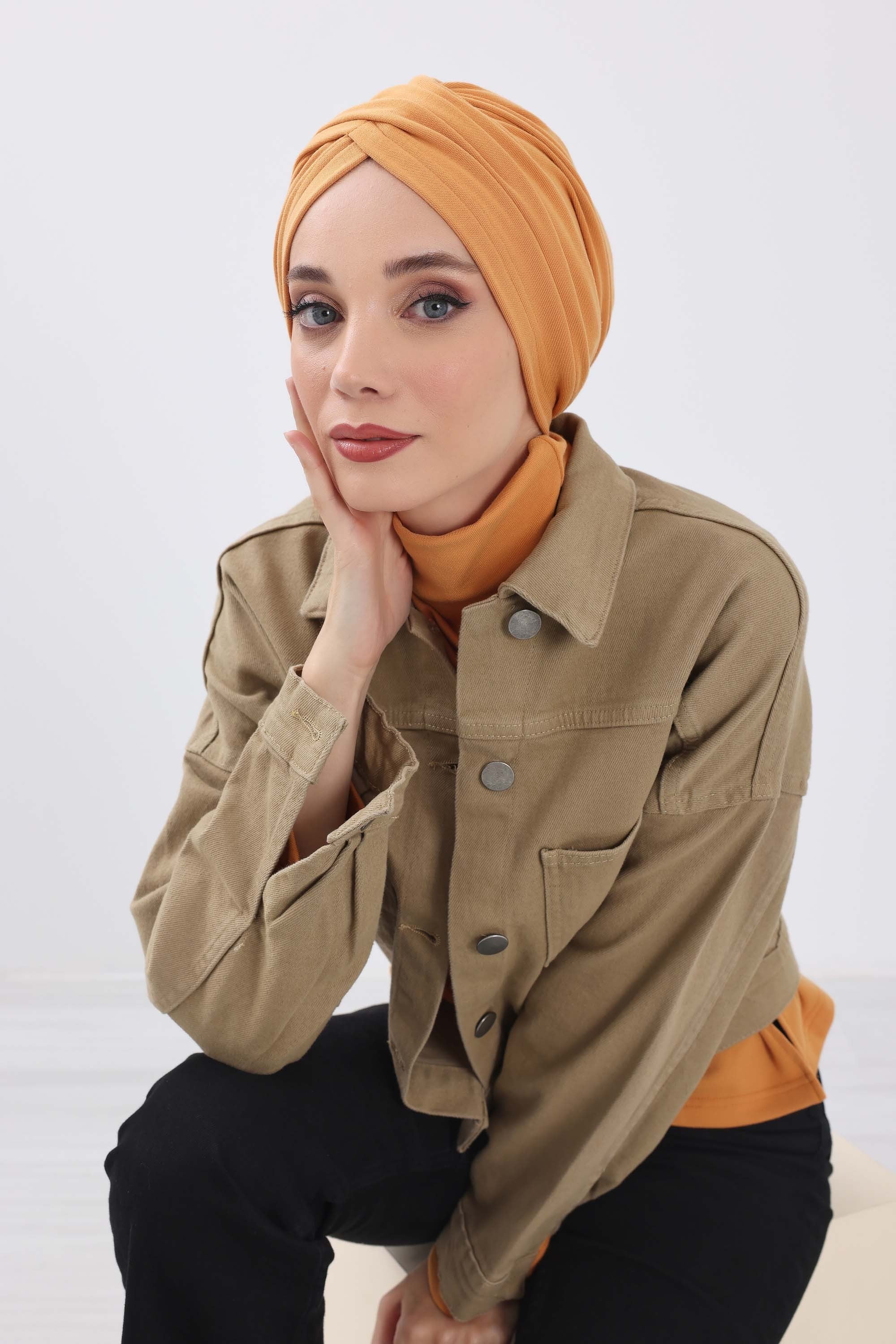 Soft and Stretchable Ribbed Turban Bonnet for Women, One-Size Winter Headwrap for Cold Weathers, Comfortable Polyviscose Ribbed Turban,B-9RB