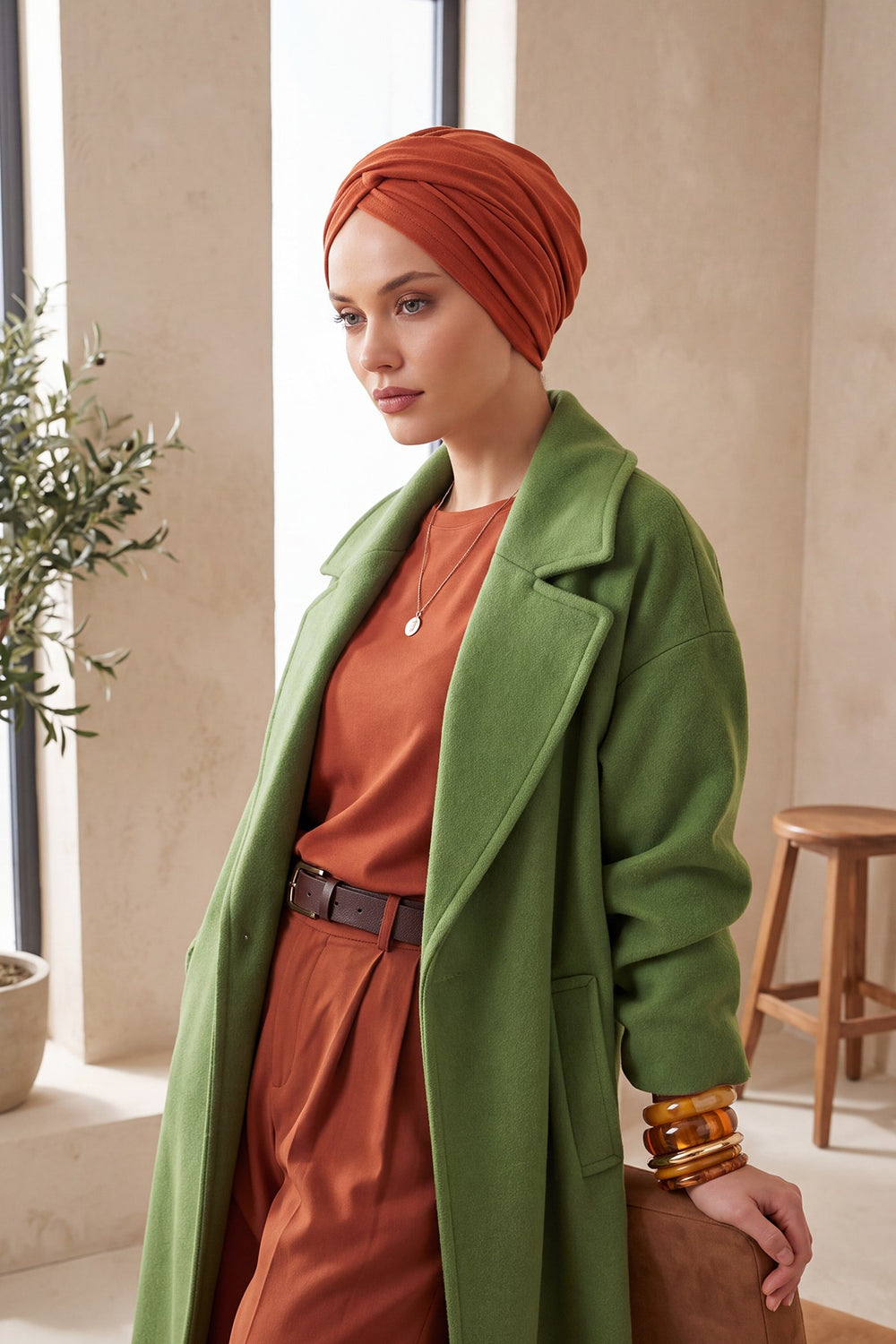 Soft and Stretchable Ribbed Turban Bonnet for Women, One-Size Winter Headwrap for Cold Weathers, Comfortable Polyviscose Ribbed Turban,B-9RB