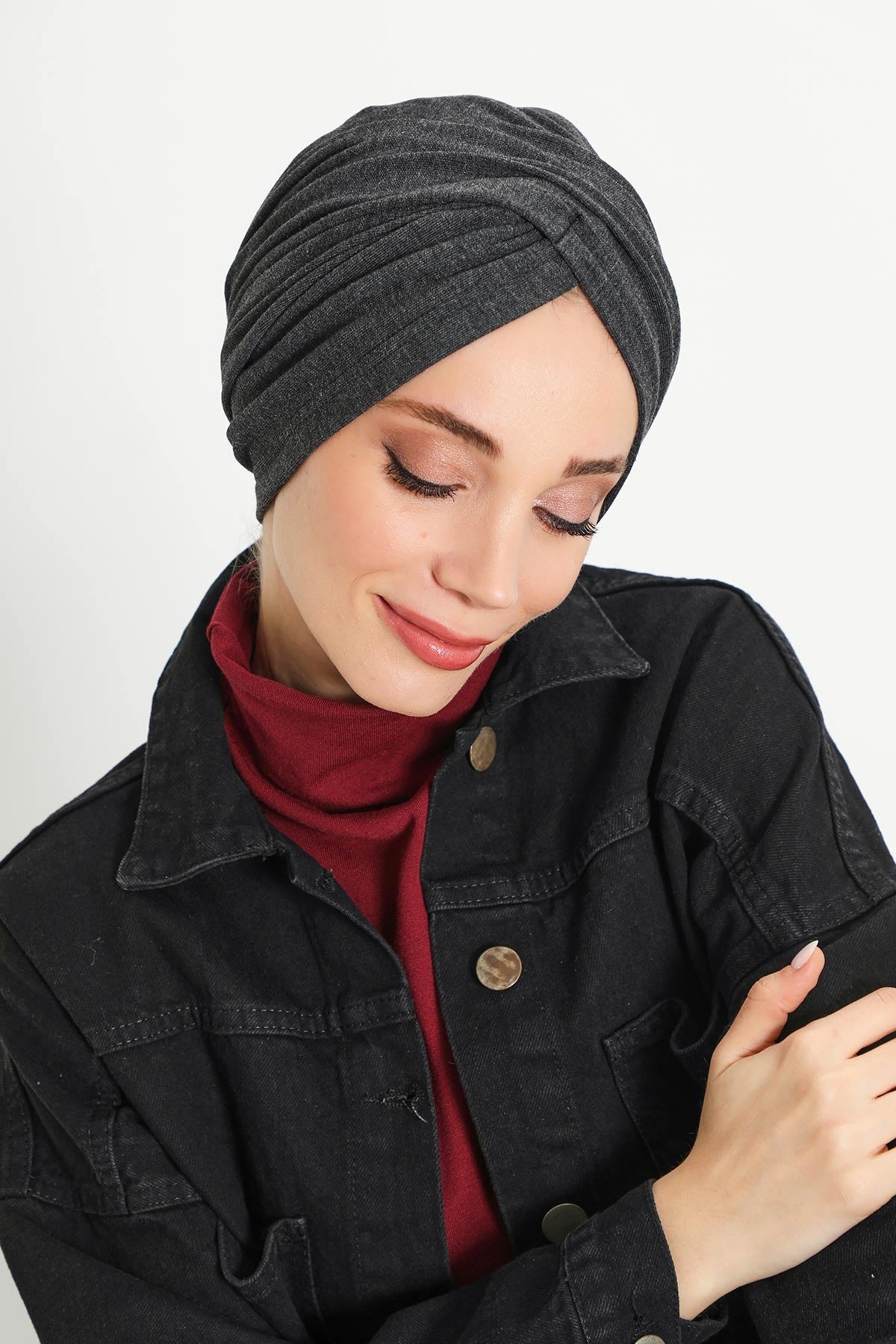 Soft and Stretchable Ribbed Turban Bonnet for Women, One-Size Winter Headwrap for Cold Weathers, Comfortable Polyviscose Ribbed Turban,B-9RB