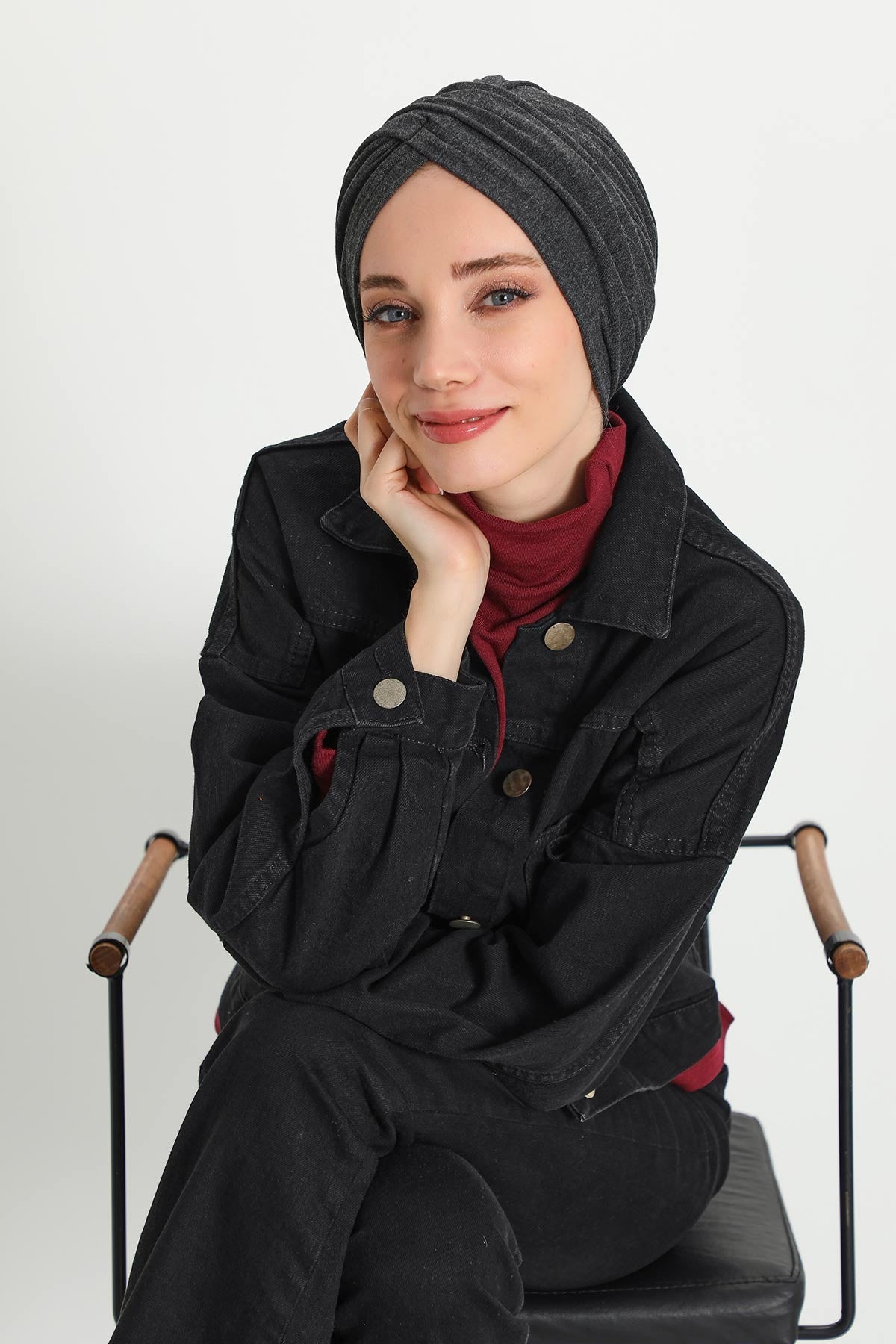 Soft and Stretchable Ribbed Turban Bonnet for Women, One-Size Winter Headwrap for Cold Weathers, Comfortable Polyviscose Ribbed Turban,B-9RB