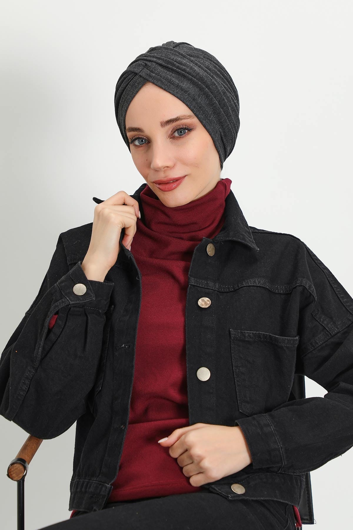 Soft and Stretchable Ribbed Turban Bonnet for Women, One-Size Winter Headwrap for Cold Weathers, Comfortable Polyviscose Ribbed Turban,B-9RB
