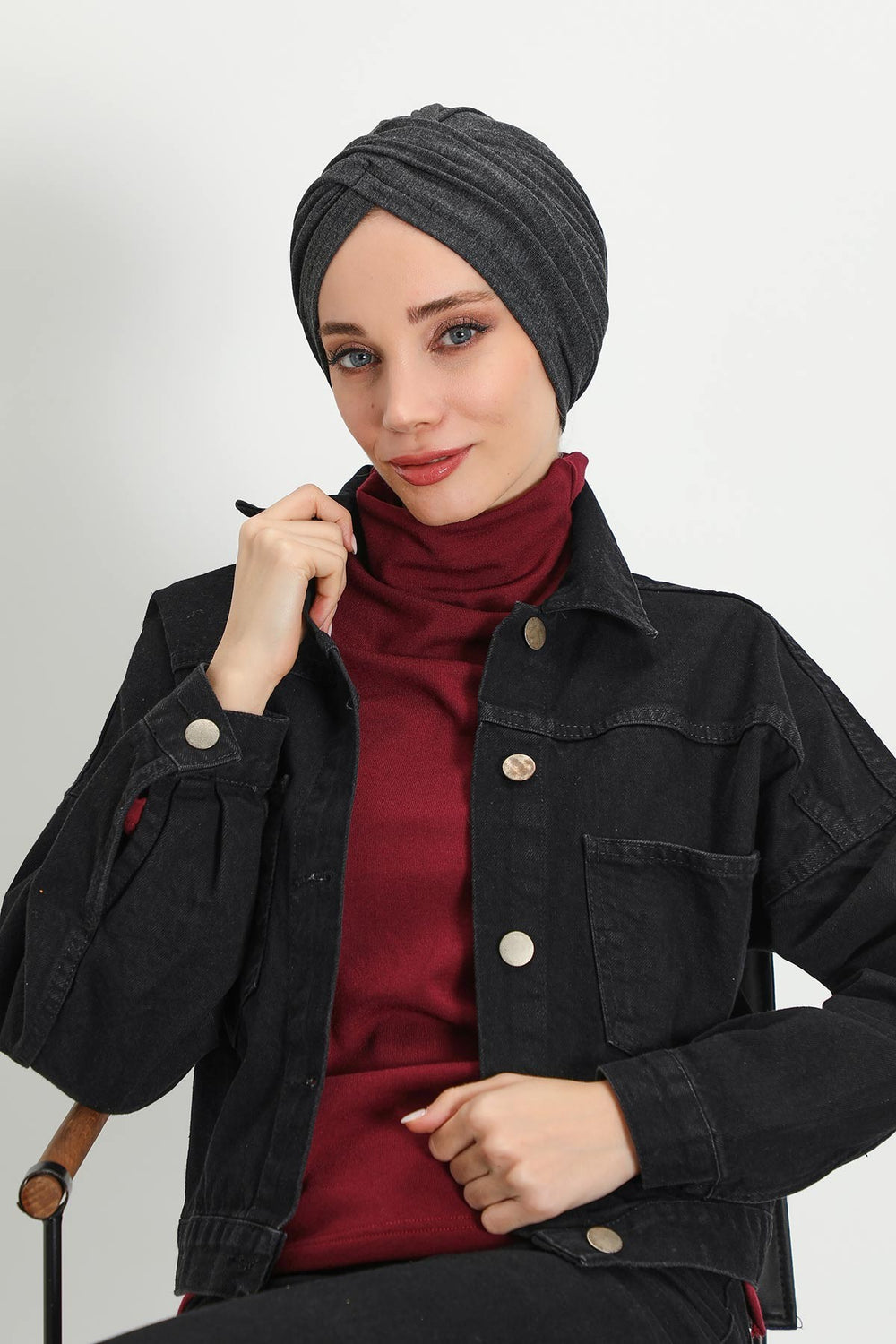 Soft and Stretchable Ribbed Turban Bonnet for Women, One-Size Winter Headwrap for Cold Weathers, Comfortable Polyviscose Ribbed Turban,B-9RB