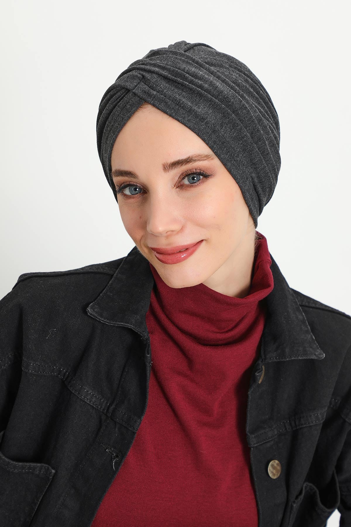 Soft and Stretchable Ribbed Turban Bonnet for Women, One-Size Winter Headwrap for Cold Weathers, Comfortable Polyviscose Ribbed Turban,B-9RB