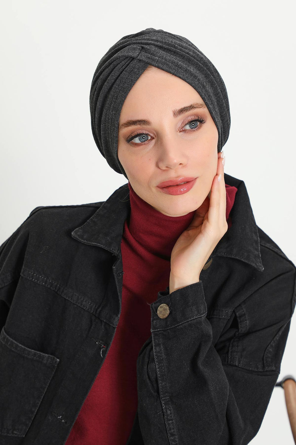 Soft and Stretchable Ribbed Turban Bonnet for Women, One-Size Winter Headwrap for Cold Weathers, Comfortable Polyviscose Ribbed Turban,B-9RB