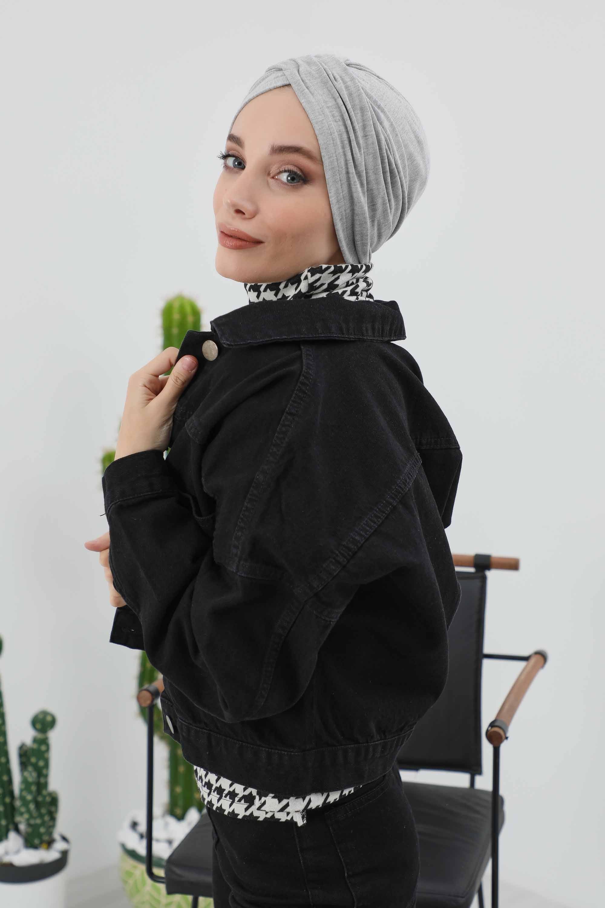 Soft and Stretchable Ribbed Turban Bonnet for Women, One-Size Winter Headwrap for Cold Weathers, Comfortable Polyviscose Ribbed Turban,B-9RB