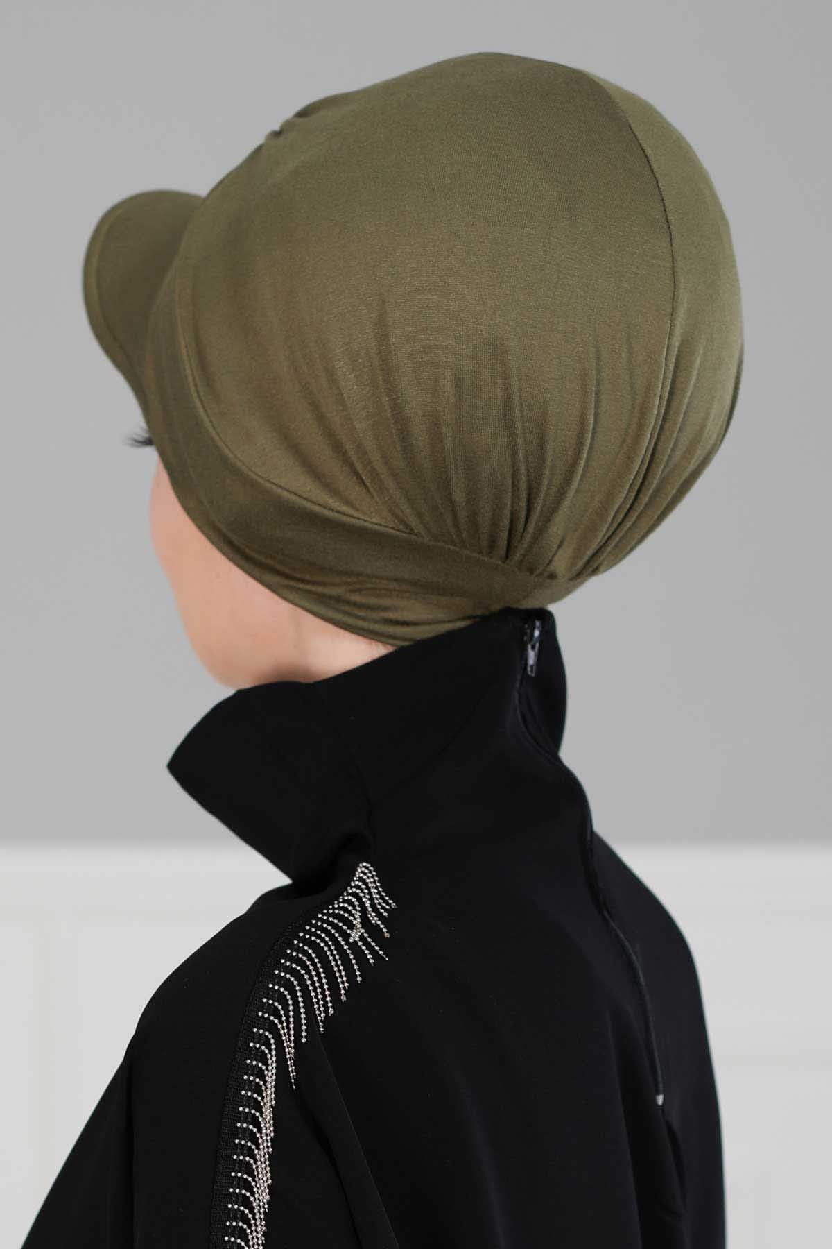 Soft Cotton Newsboy Visor Cap for Women, Stylish Lightweight Plain Turban Visor Cap for Daily Use, Fashionable Turban Chemo Headwrap,B-30 Army Green