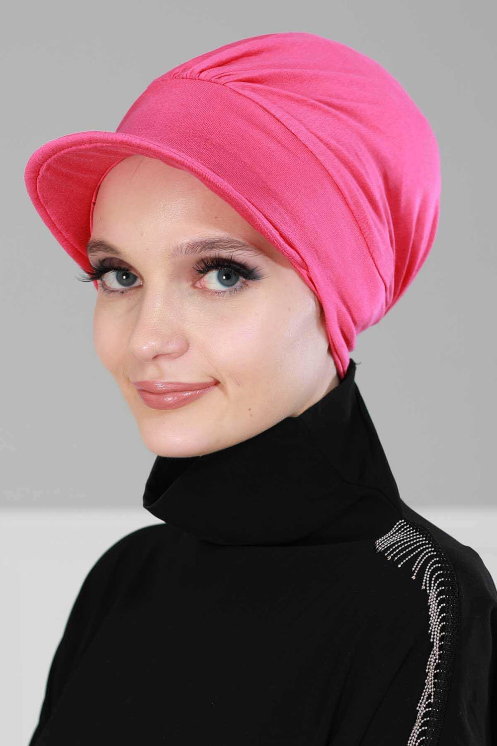 Soft Cotton Newsboy Visor Cap for Women, Stylish Lightweight Plain Turban Visor Cap for Daily Use, Fashionable Turban Chemo Headwrap,B-30 Grey 2