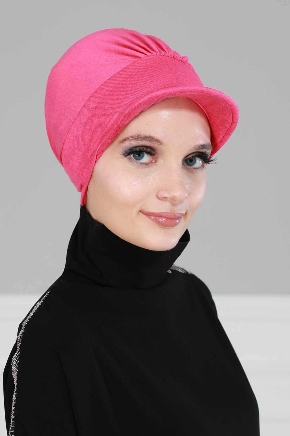 Soft Cotton Newsboy Visor Cap for Women, Stylish Lightweight Plain Turban Visor Cap for Daily Use, Fashionable Turban Chemo Headwrap,B-30 Grey 2