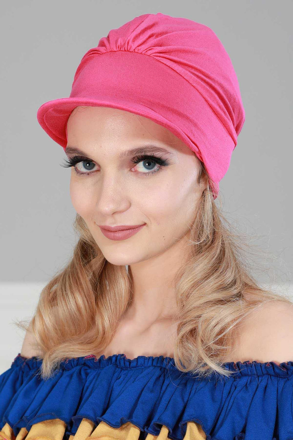 Soft Cotton Newsboy Visor Cap for Women, Stylish Lightweight Plain Turban Visor Cap for Daily Use, Fashionable Turban Chemo Headwrap,B-30 Grey 2