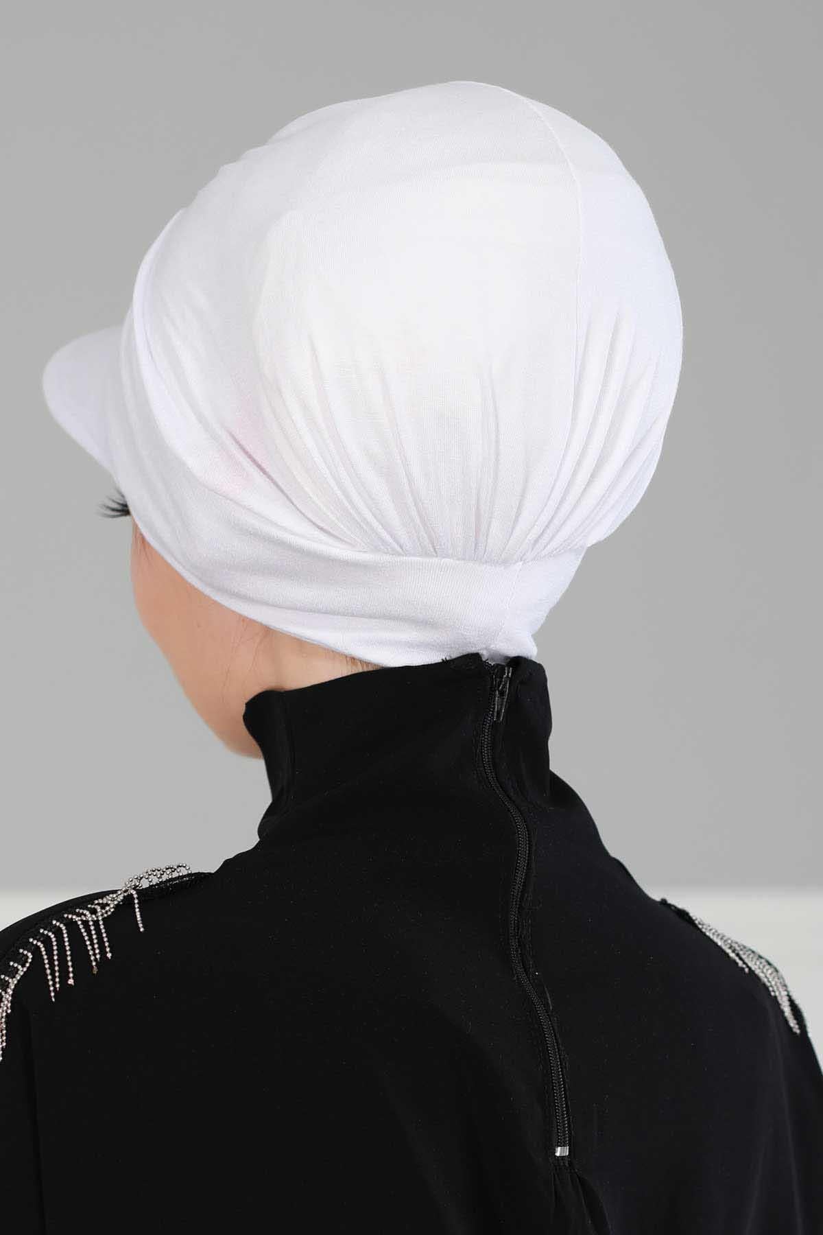 Soft Cotton Newsboy Visor Cap for Women, Stylish Lightweight Plain Turban Visor Cap for Daily Use, Fashionable Turban Chemo Headwrap,B-30 White