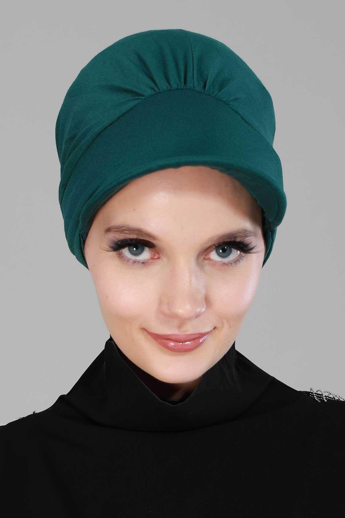 Soft Cotton Newsboy Visor Cap for Women, Stylish Lightweight Plain Turban Visor Cap for Daily Use, Fashionable Turban Chemo Headwrap,B-30 Green