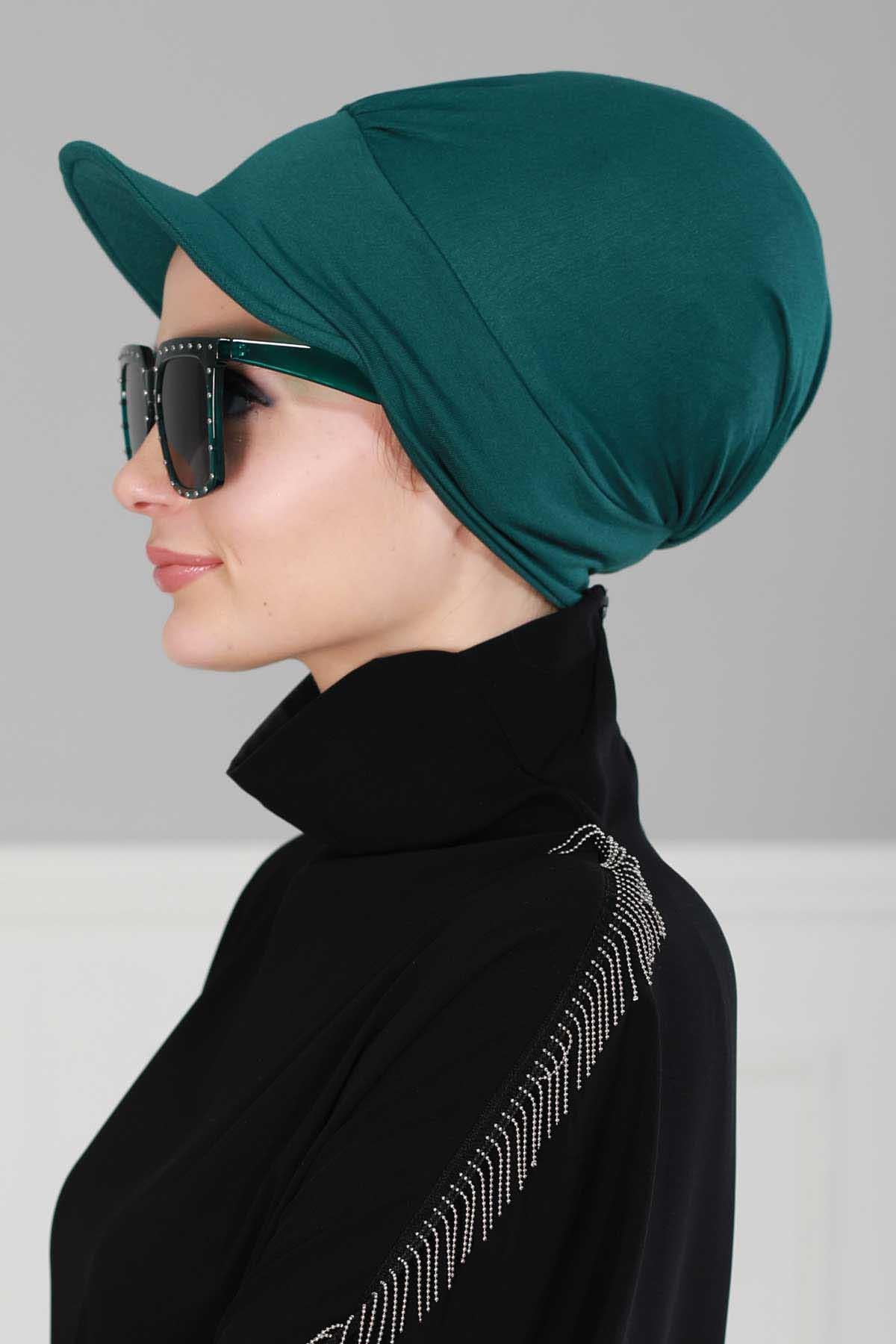 Soft Cotton Newsboy Visor Cap for Women, Stylish Lightweight Plain Turban Visor Cap for Daily Use, Fashionable Turban Chemo Headwrap,B-30 Green