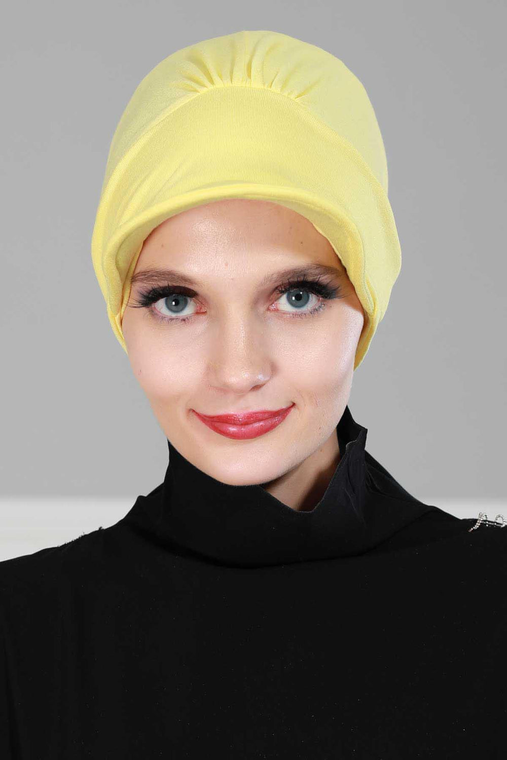Soft Cotton Newsboy Visor Cap for Women, Stylish Lightweight Plain Turban Visor Cap for Daily Use, Fashionable Turban Chemo Headwrap,B-30 Yellow