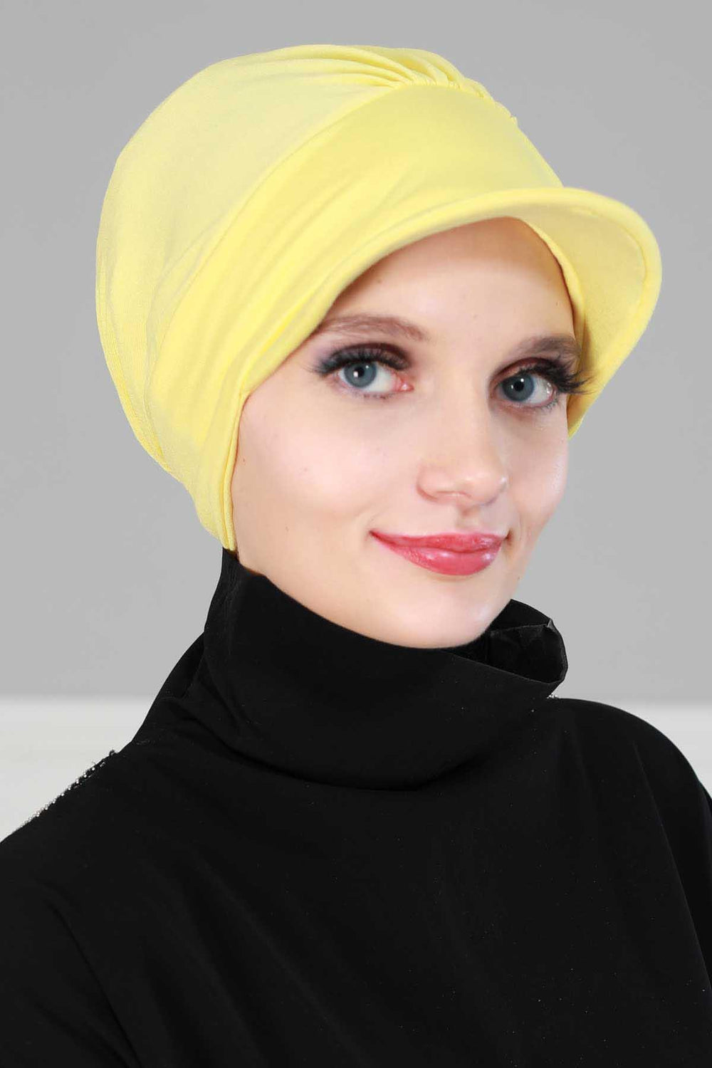 Soft Cotton Newsboy Visor Cap for Women, Stylish Lightweight Plain Turban Visor Cap for Daily Use, Fashionable Turban Chemo Headwrap,B-30 Yellow
