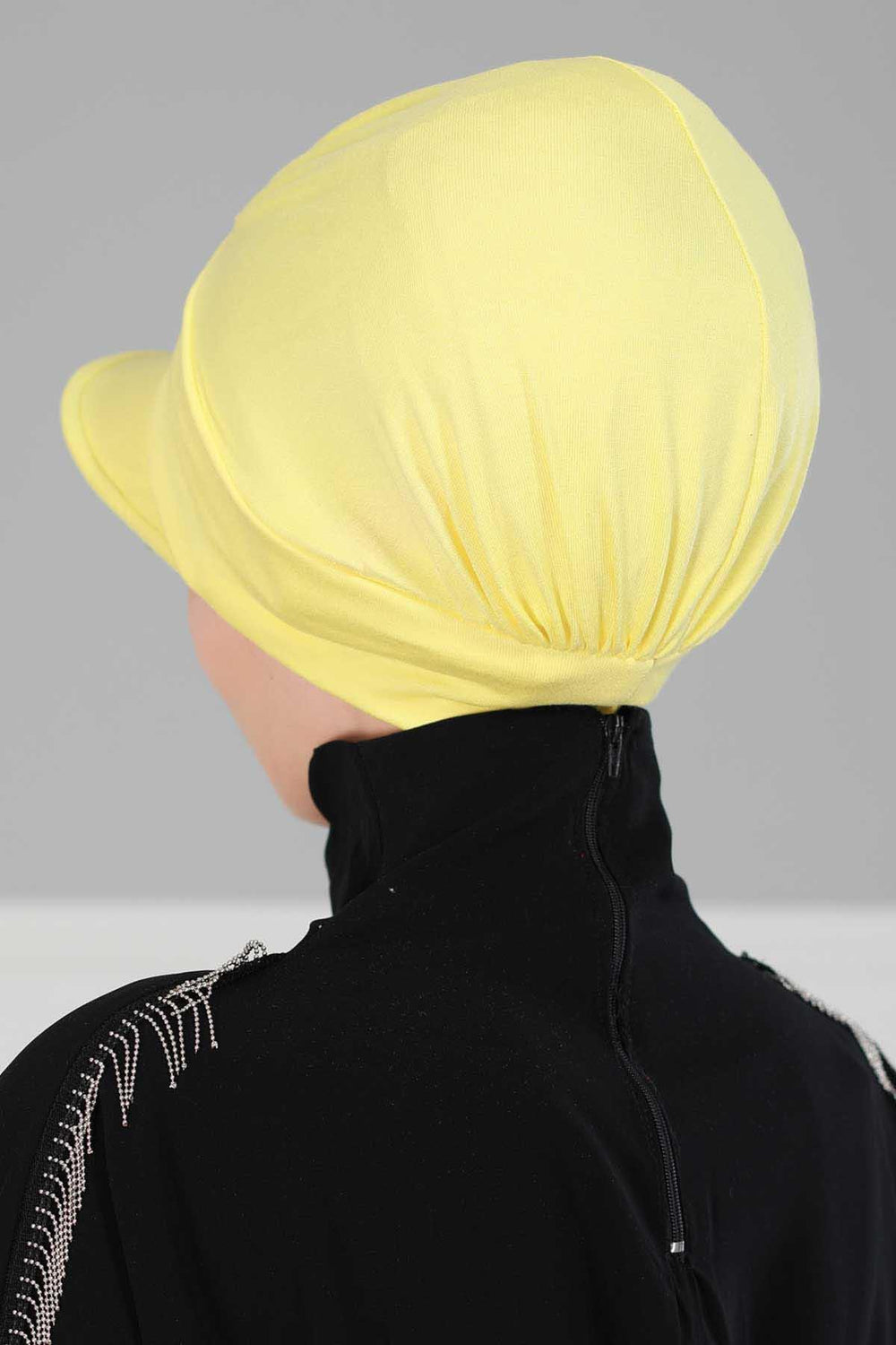 Soft Cotton Newsboy Visor Cap for Women, Stylish Lightweight Plain Turban Visor Cap for Daily Use, Fashionable Turban Chemo Headwrap,B-30 Yellow