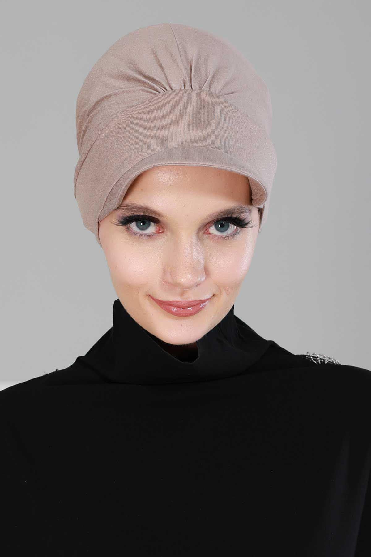Soft Cotton Newsboy Visor Cap for Women, Stylish Lightweight Plain Turban Visor Cap for Daily Use, Fashionable Turban Chemo Headwrap,B-30 Mink
