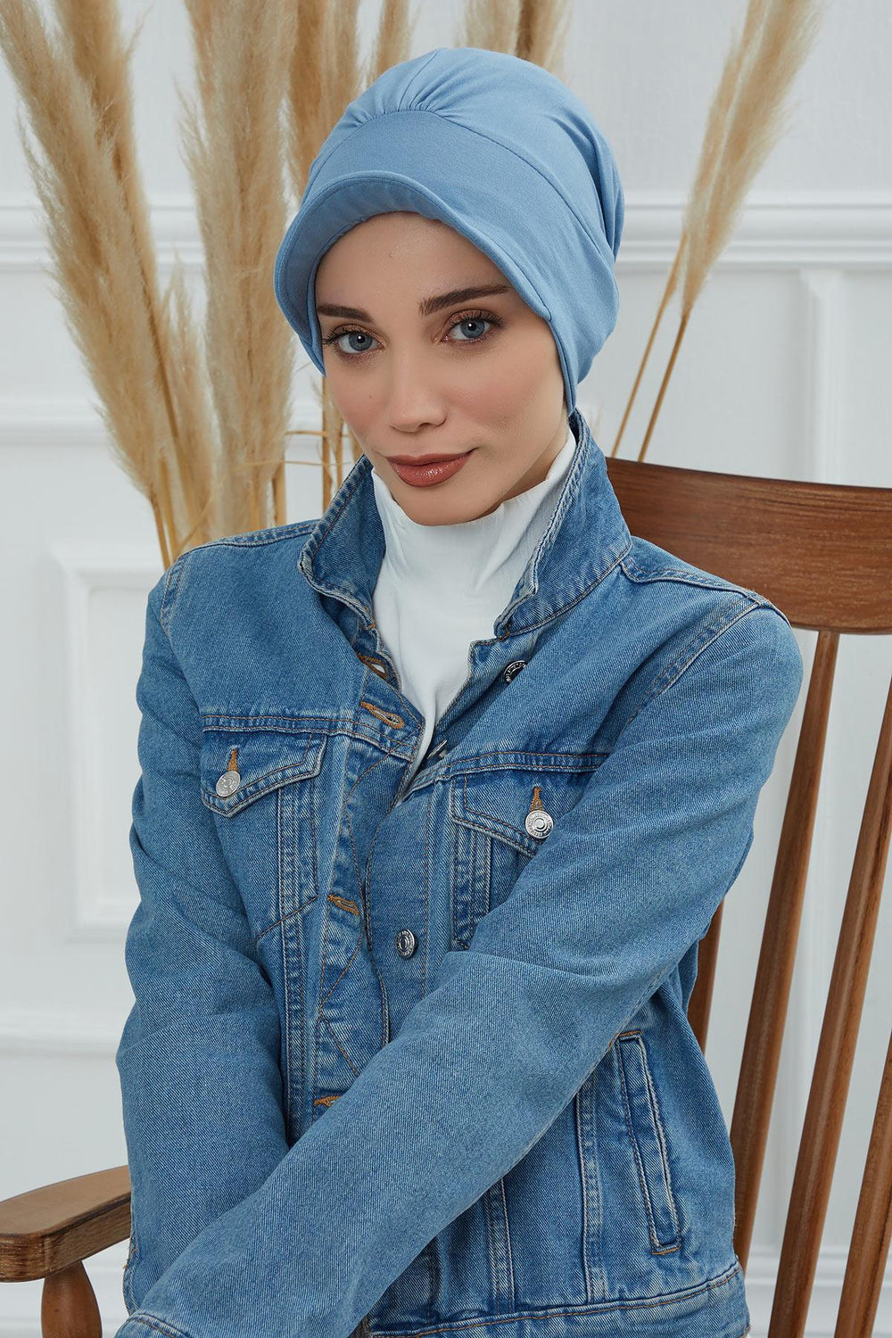 Soft Cotton Newsboy Visor Cap for Women, Stylish Lightweight Plain Turban Visor Cap for Daily Use, Fashionable Turban Chemo Headwrap,B-30 Blue