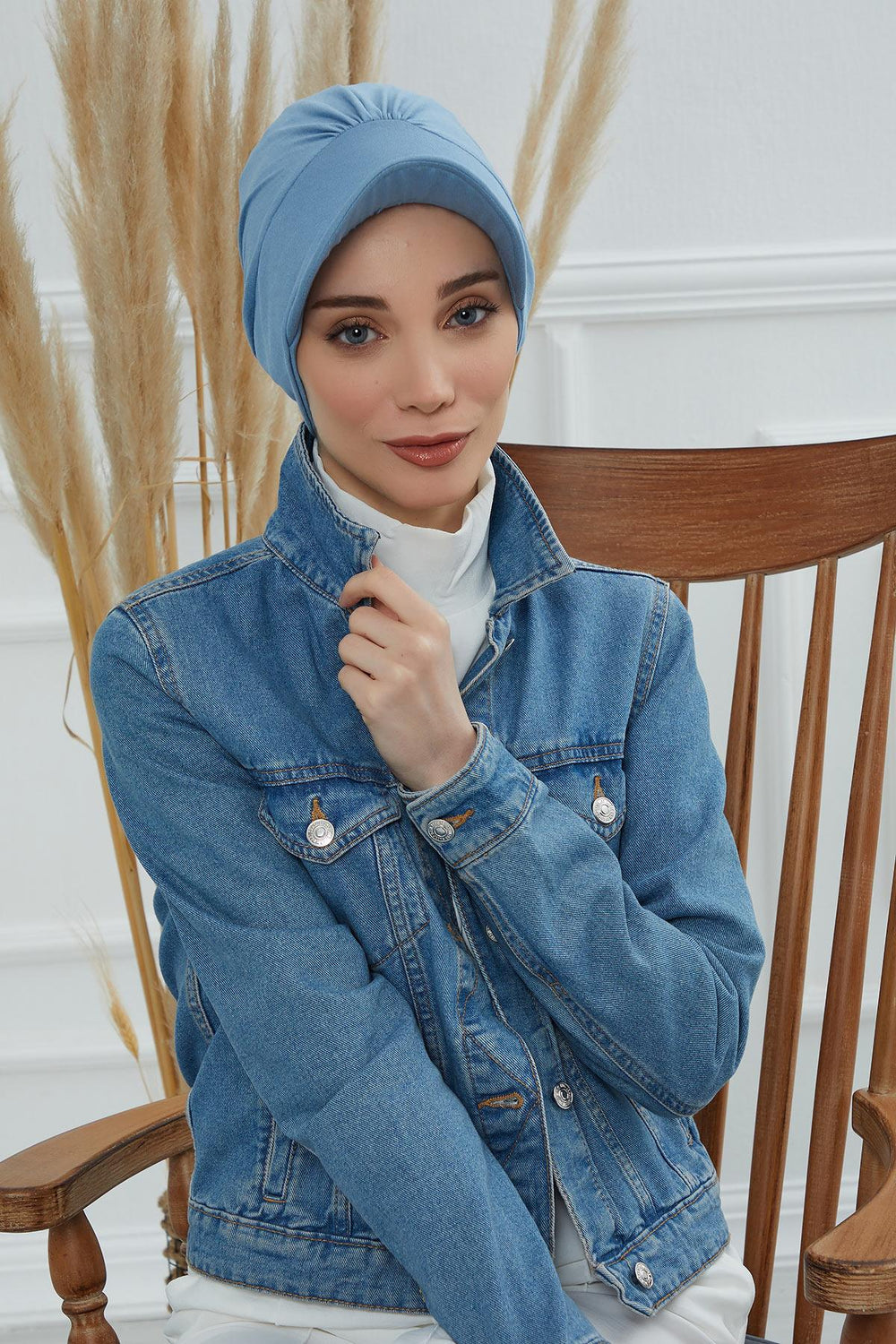 Soft Cotton Newsboy Visor Cap for Women, Stylish Lightweight Plain Turban Visor Cap for Daily Use, Fashionable Turban Chemo Headwrap,B-30 Blue