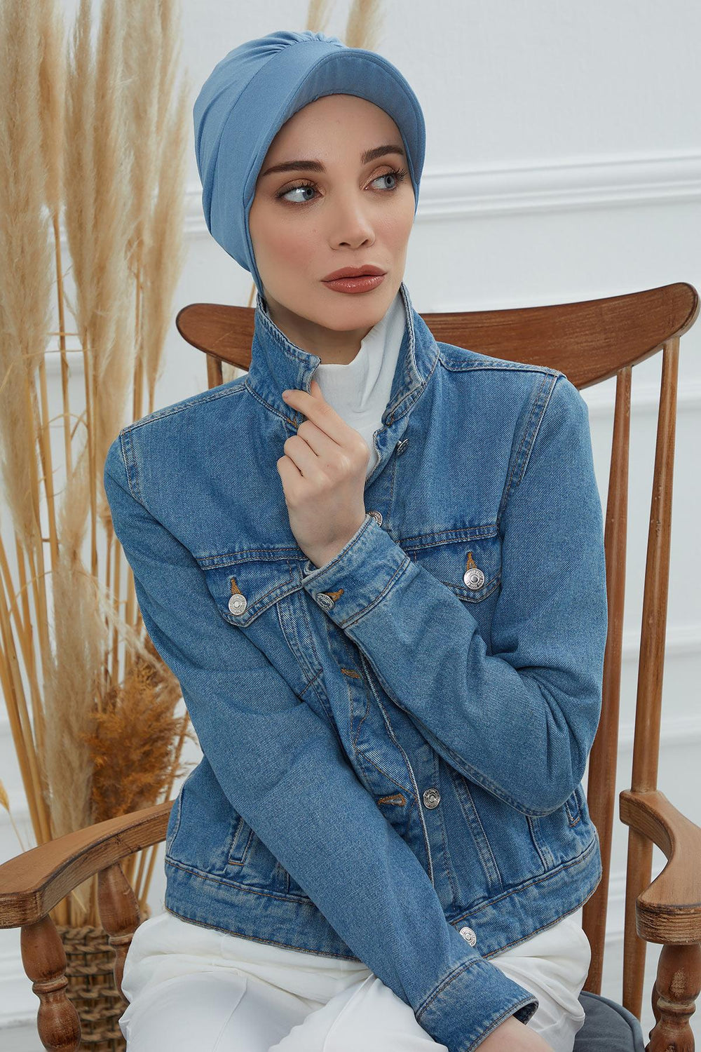 Soft Cotton Newsboy Visor Cap for Women, Stylish Lightweight Plain Turban Visor Cap for Daily Use, Fashionable Turban Chemo Headwrap,B-30 Blue