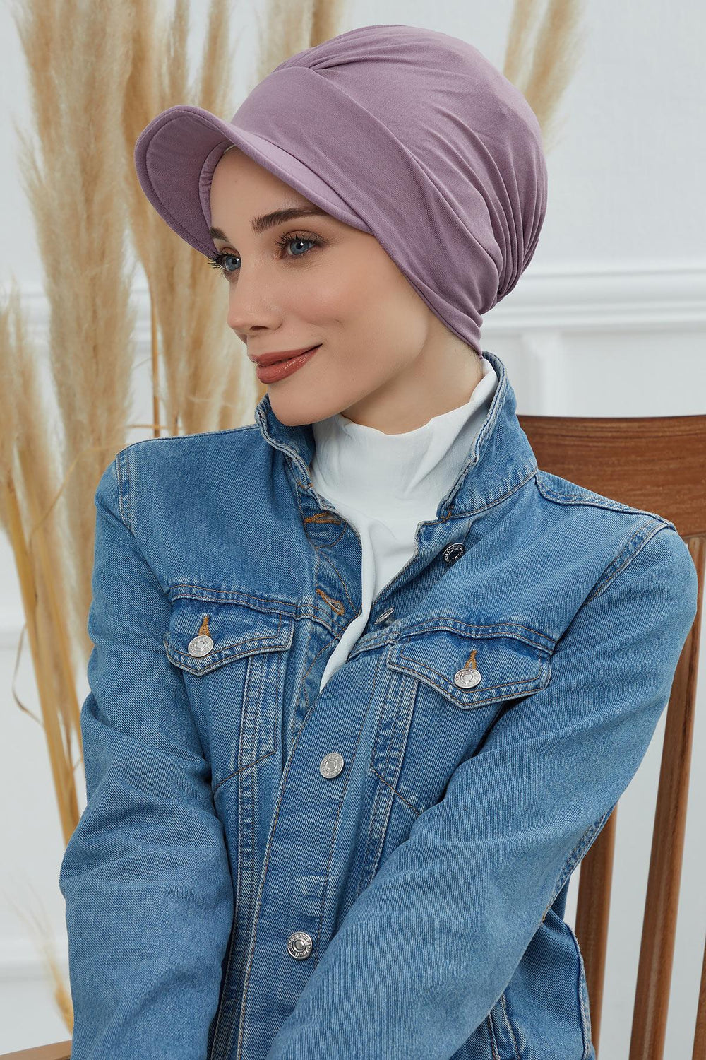 Soft Cotton Newsboy Visor Cap for Women, Stylish Lightweight Plain Turban Visor Cap for Daily Use, Fashionable Turban Chemo Headwrap,B-30 Lilac