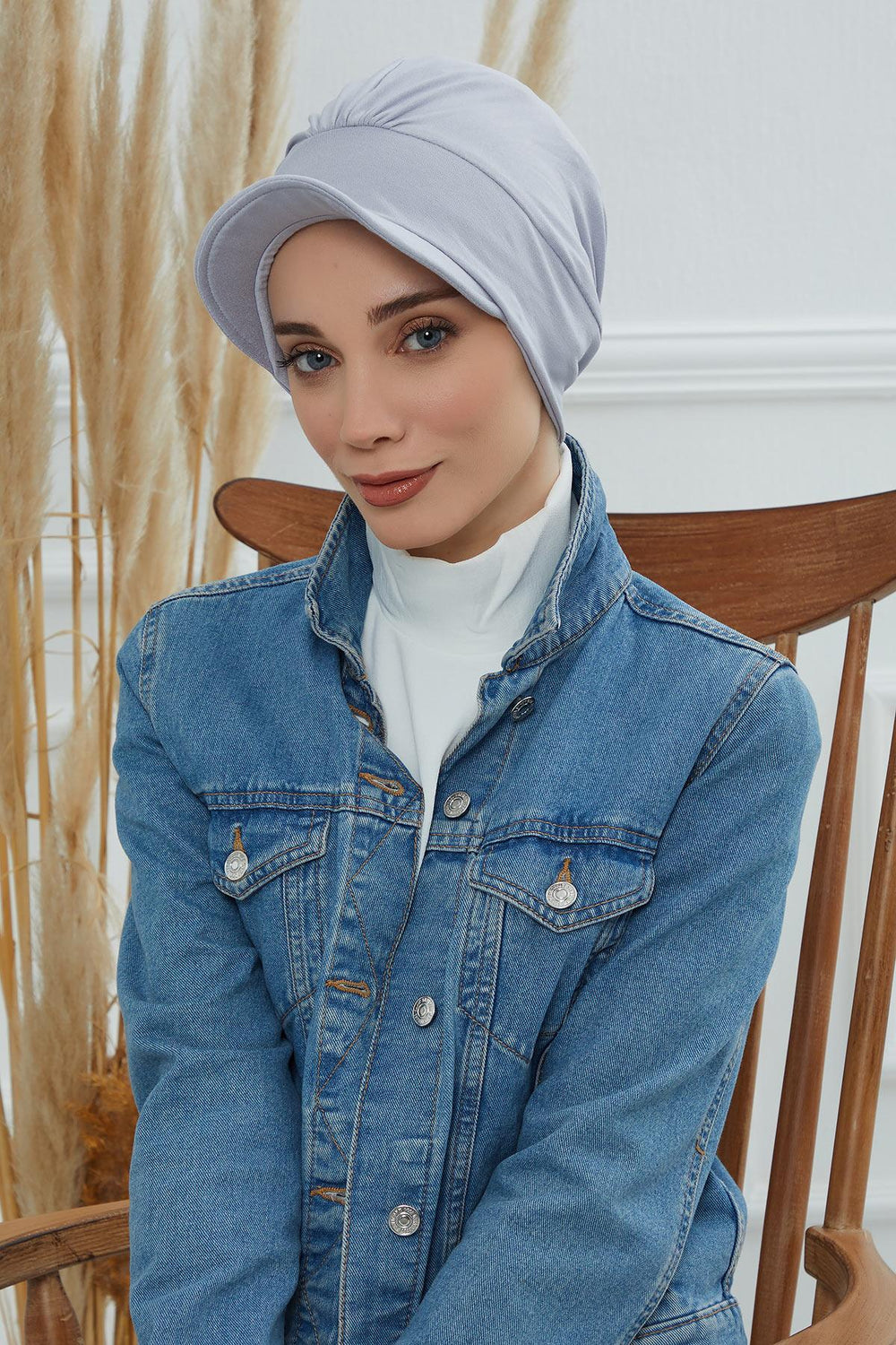 Soft Cotton Newsboy Visor Cap for Women, Stylish Lightweight Plain Turban Visor Cap for Daily Use, Fashionable Turban Chemo Headwrap,B-30 Grey 2