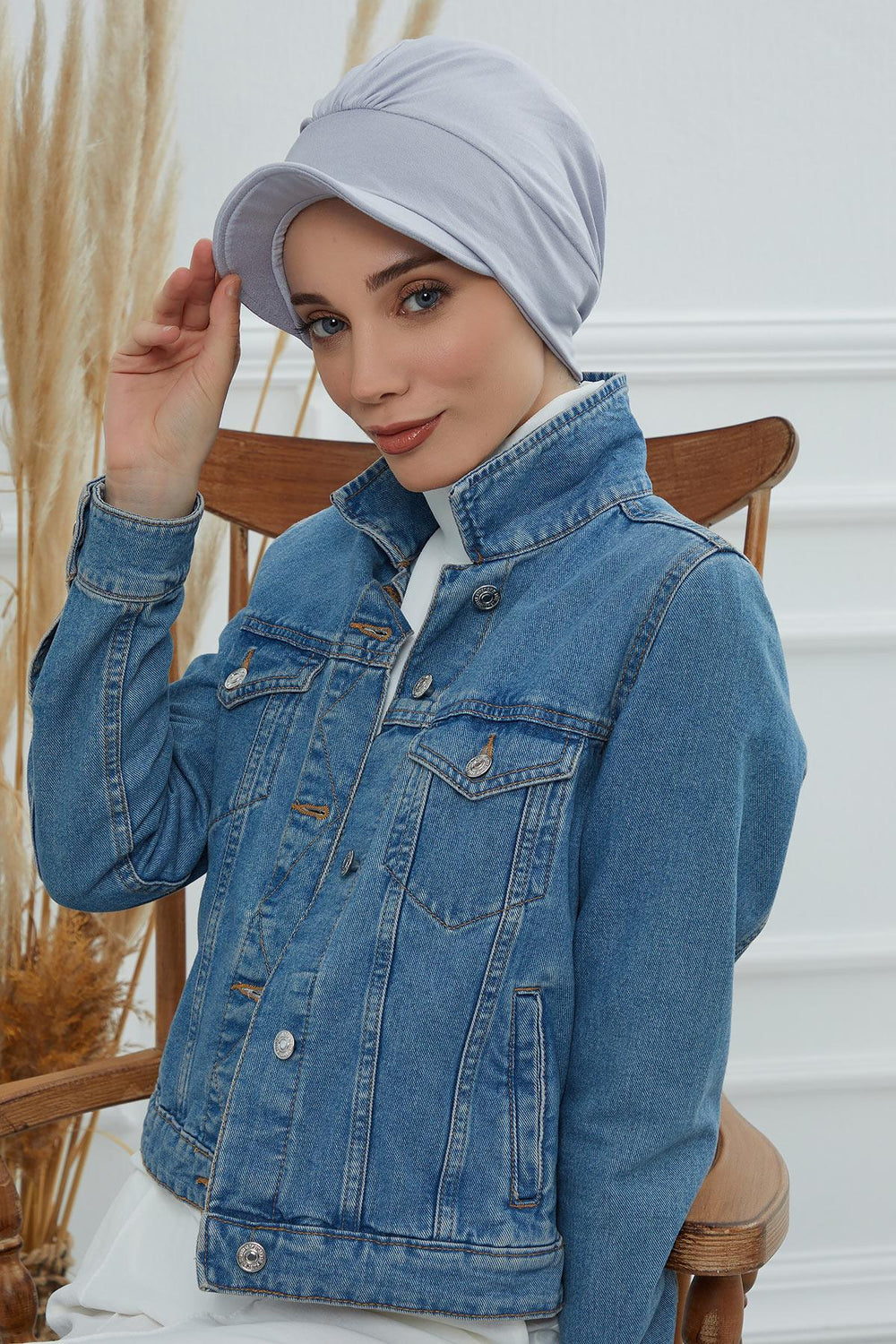 Soft Cotton Newsboy Visor Cap for Women, Stylish Lightweight Plain Turban Visor Cap for Daily Use, Fashionable Turban Chemo Headwrap,B-30 Grey 2