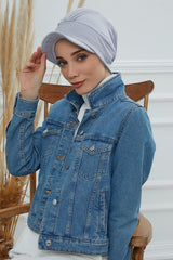 Soft Cotton Newsboy Visor Cap for Women, Stylish Lightweight Plain Turban Visor Cap for Daily Use, Fashionable Turban Chemo Headwrap,B-30 Grey 2