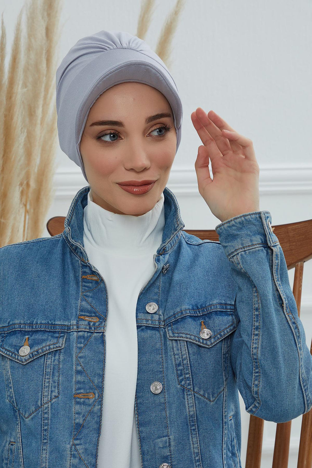 Soft Cotton Newsboy Visor Cap for Women, Stylish Lightweight Plain Turban Visor Cap for Daily Use, Fashionable Turban Chemo Headwrap,B-30 Grey 2