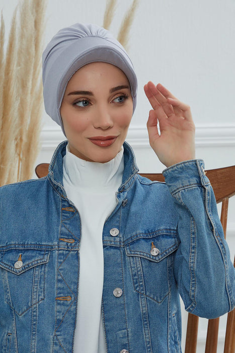 Soft Cotton Newsboy Visor Cap for Women, Stylish Lightweight Plain Turban Visor Cap for Daily Use, Fashionable Turban Chemo Headwrap,B-30 Grey 2