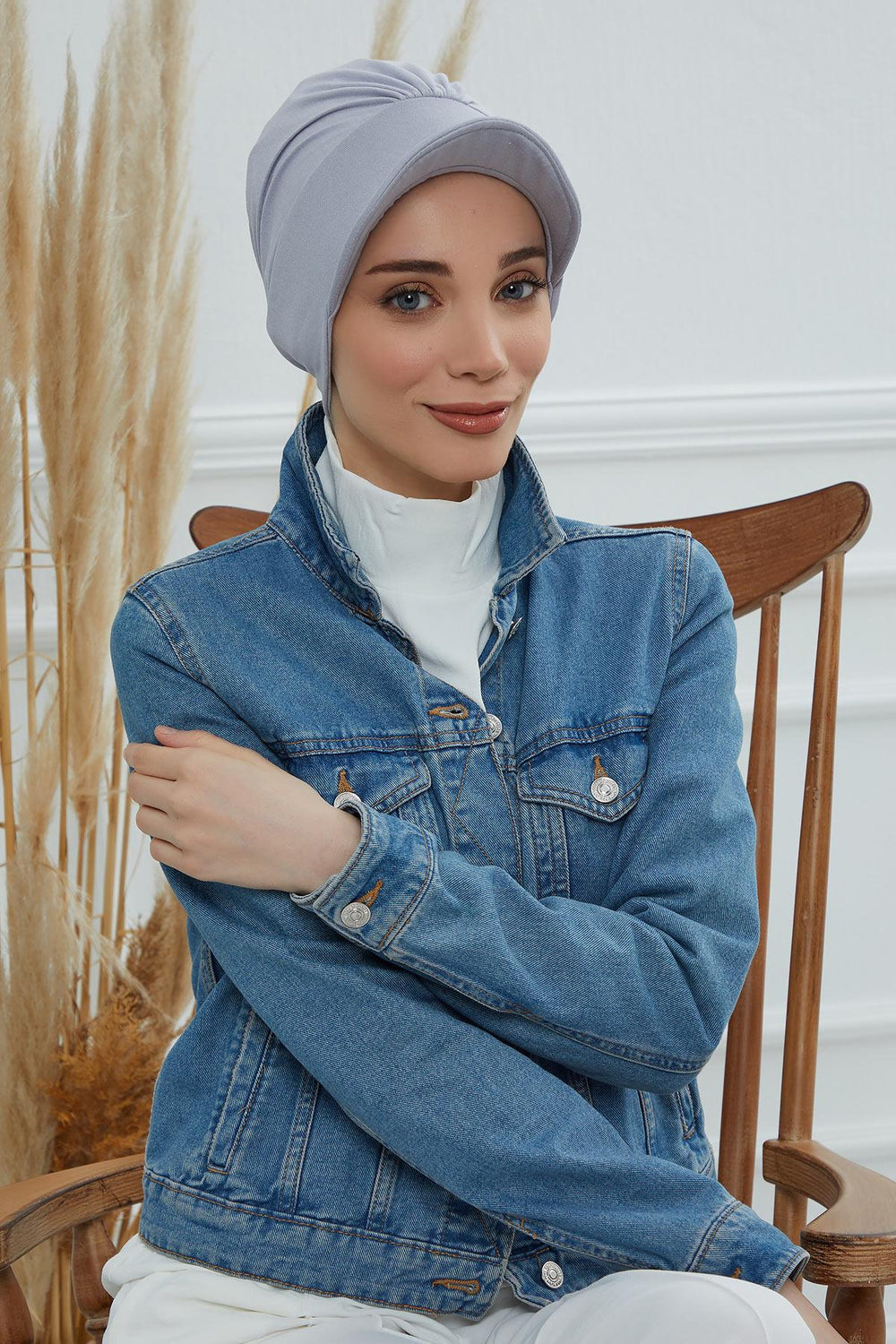 Soft Cotton Newsboy Visor Cap for Women, Stylish Lightweight Plain Turban Visor Cap for Daily Use, Fashionable Turban Chemo Headwrap,B-30 Grey 2