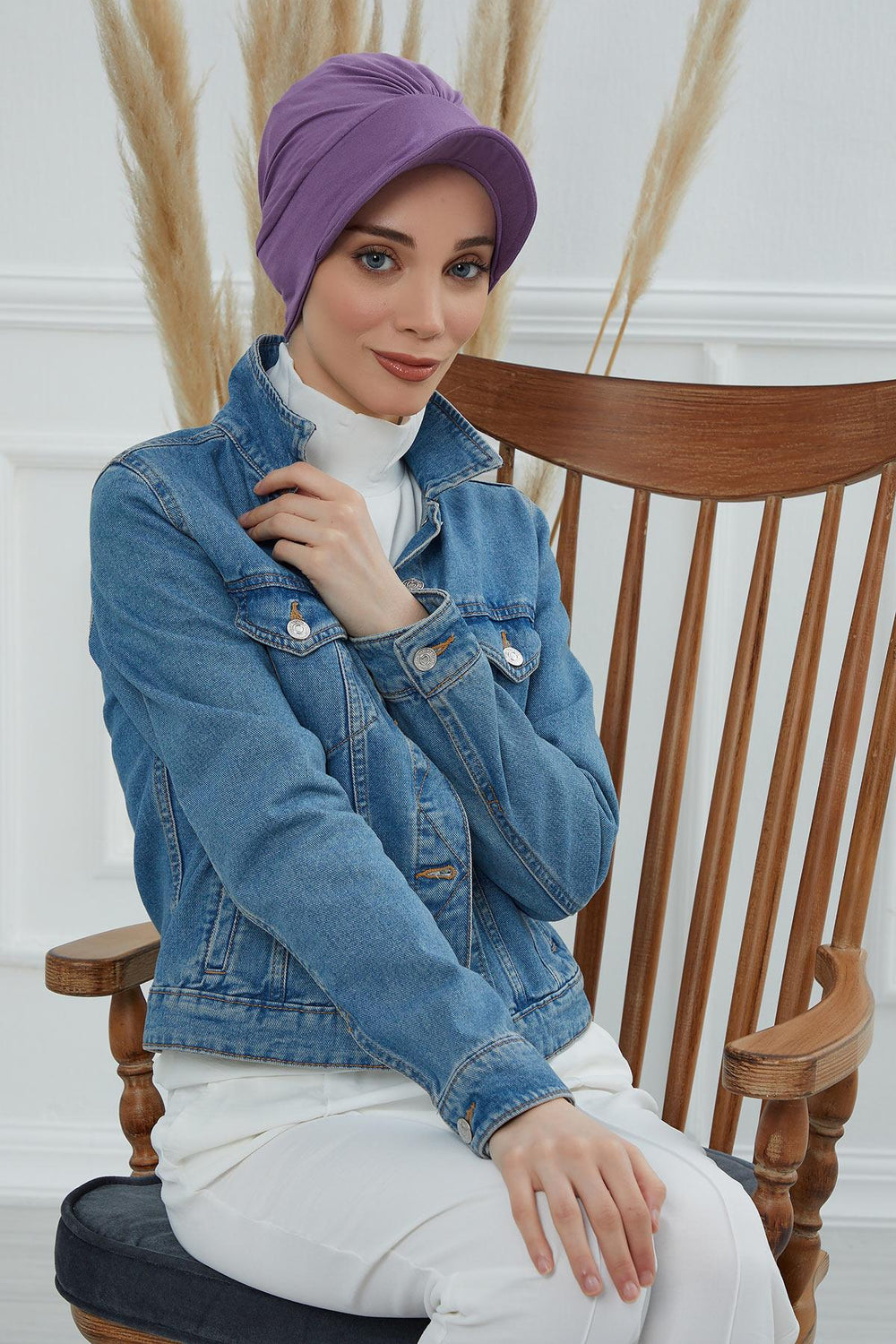 Soft Cotton Newsboy Visor Cap for Women, Stylish Lightweight Plain Turban Visor Cap for Daily Use, Fashionable Turban Chemo Headwrap,B-30 Purple 2