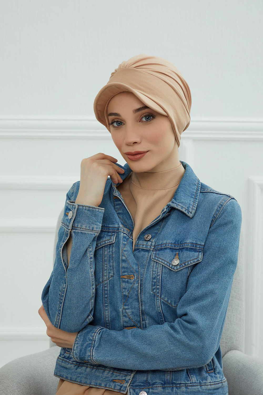 Soft Cotton Newsboy Visor Cap for Women, Stylish Lightweight Plain Turban Visor Cap for Daily Use, Fashionable Turban Chemo Headwrap,B-30 Sand Brown