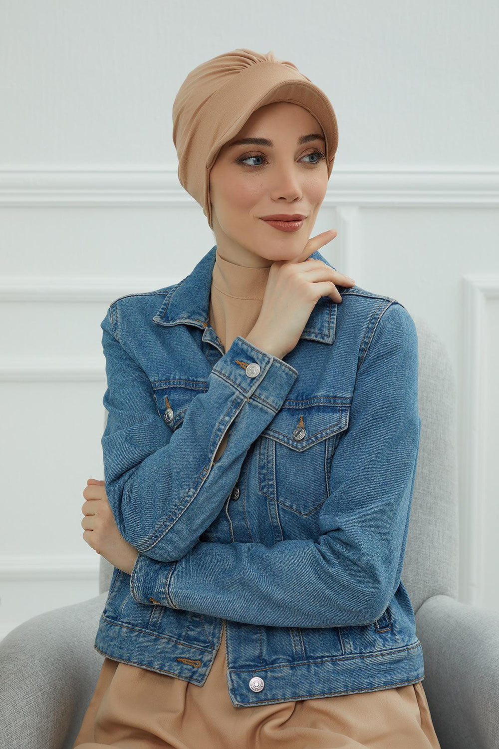 Soft Cotton Newsboy Visor Cap for Women, Stylish Lightweight Plain Turban Visor Cap for Daily Use, Fashionable Turban Chemo Headwrap,B-30 Sand Brown