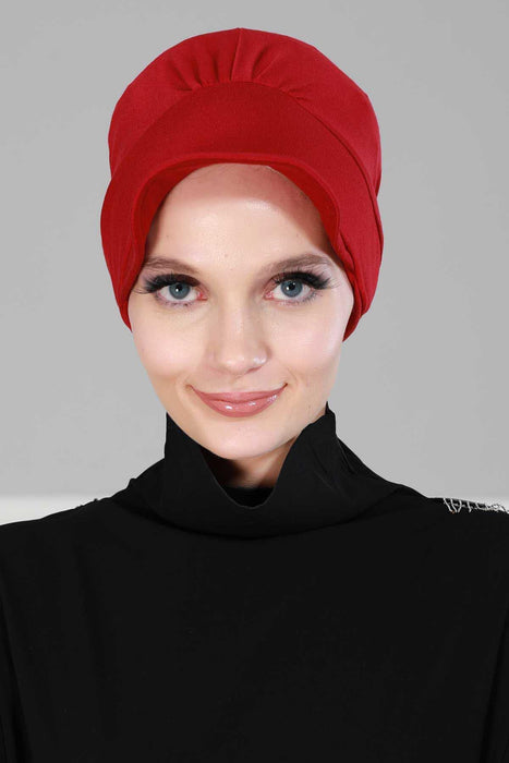 Soft Cotton Newsboy Visor Cap for Women, Stylish Lightweight Plain Turban Visor Cap for Daily Use, Fashionable Turban Chemo Headwrap,B-30 Maroon
