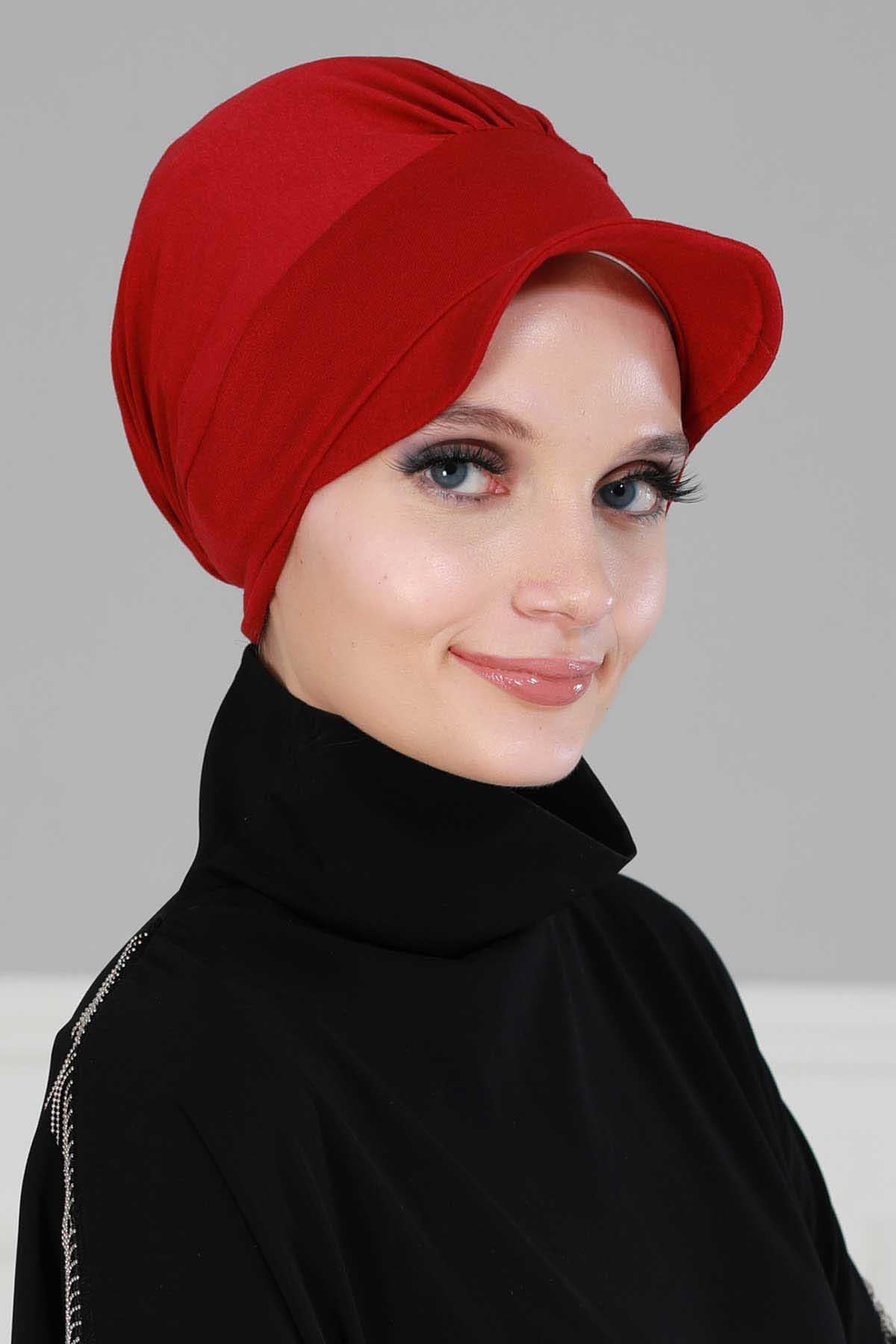 Soft Cotton Newsboy Visor Cap for Women, Stylish Lightweight Plain Turban Visor Cap for Daily Use, Fashionable Turban Chemo Headwrap,B-30 Maroon