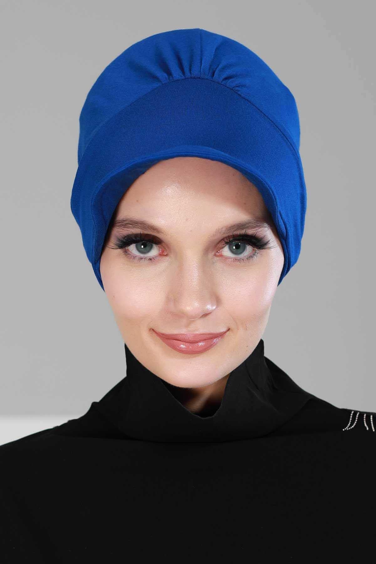 Soft Cotton Newsboy Visor Cap for Women, Stylish Lightweight Plain Turban Visor Cap for Daily Use, Fashionable Turban Chemo Headwrap,B-30 Sax Blue