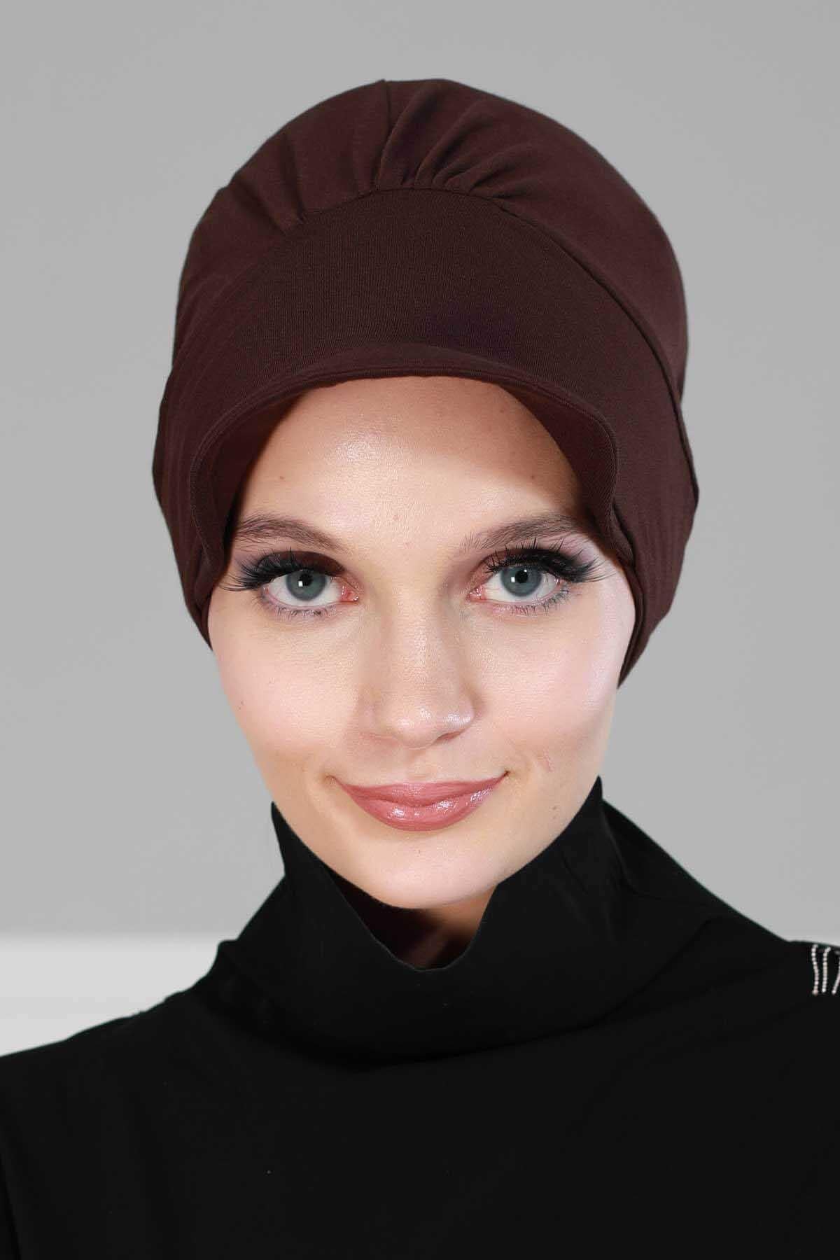 Soft Cotton Newsboy Visor Cap for Women, Stylish Lightweight Plain Turban Visor Cap for Daily Use, Fashionable Turban Chemo Headwrap,B-30 Brown