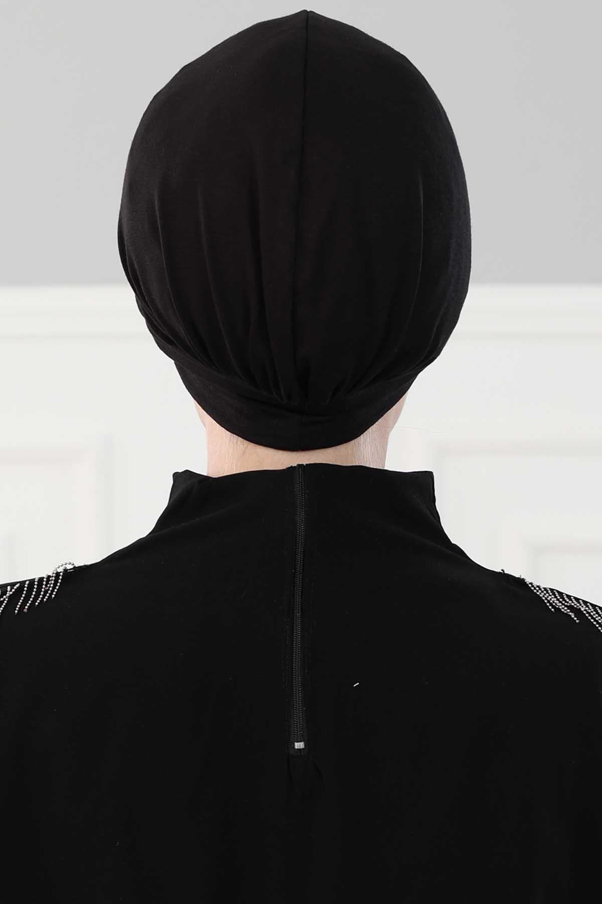 Soft Cotton Newsboy Visor Cap for Women, Stylish Lightweight Plain Turban Visor Cap for Daily Use, Fashionable Turban Chemo Headwrap,B-30 Black