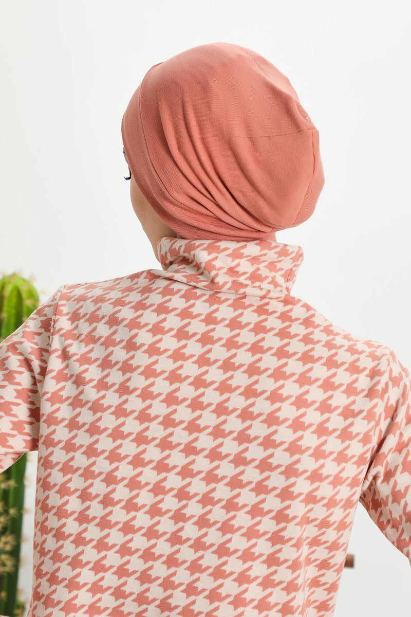 Soft Polyviscose Inner Turban Bonnet for Women, Easy Wear Instant Turban Bonnet, Soft Plain Color Ribbed Winter Chemo Headwear,B-37RB